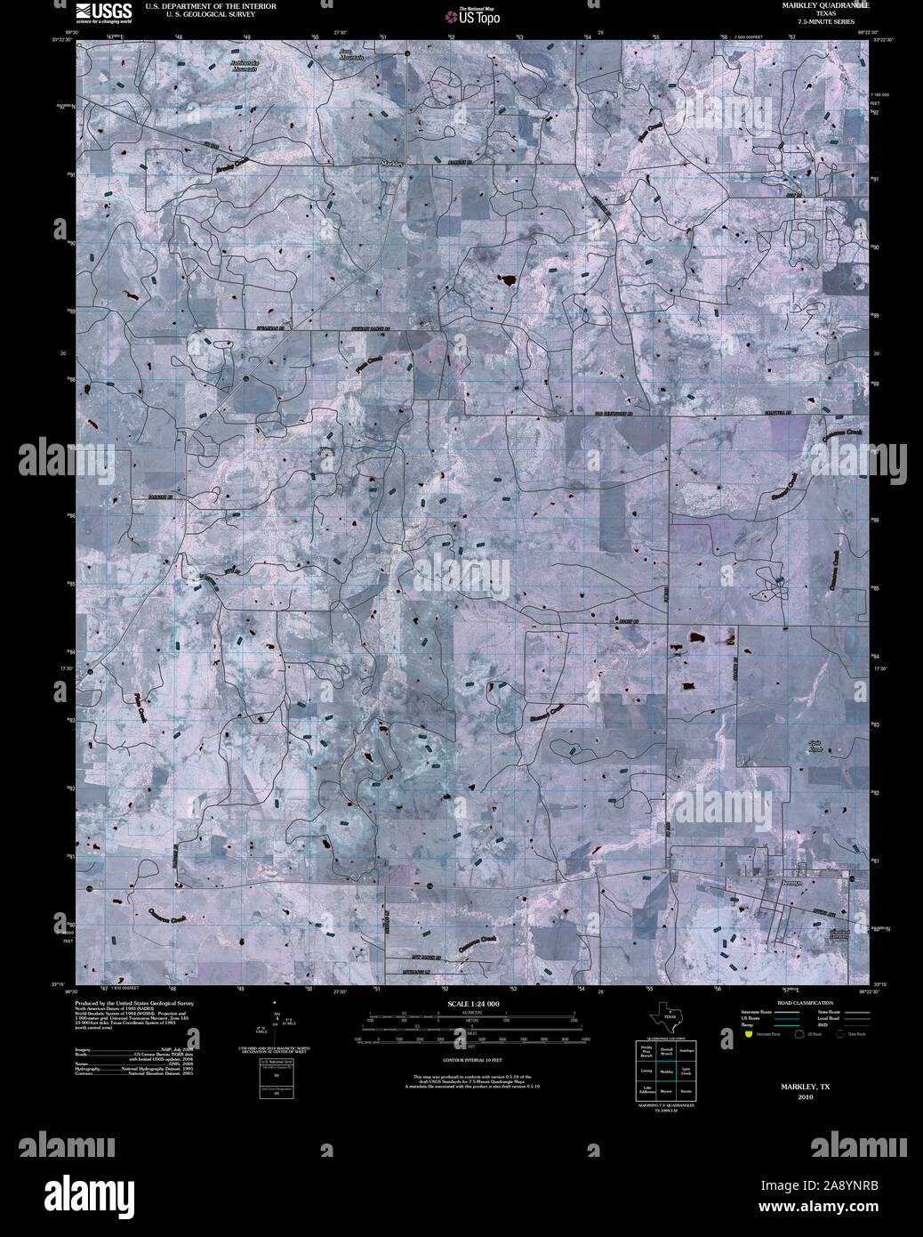 USGS TOPO Map Texas TX Markley 20100505 TM Inverted Restoration Stock Photo