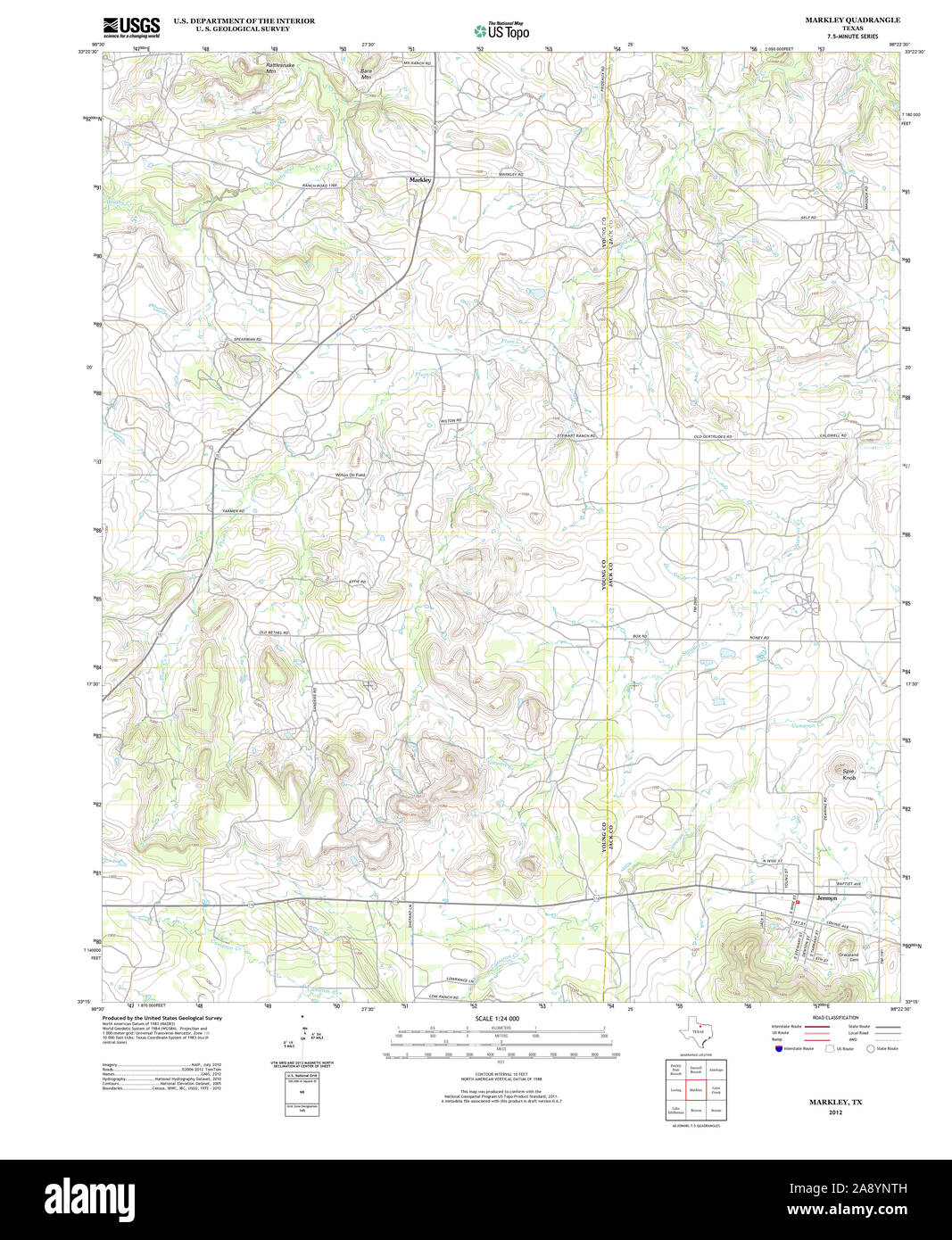 USGS TOPO Map Texas TX Markley 20121220 TM Restoration Stock Photo