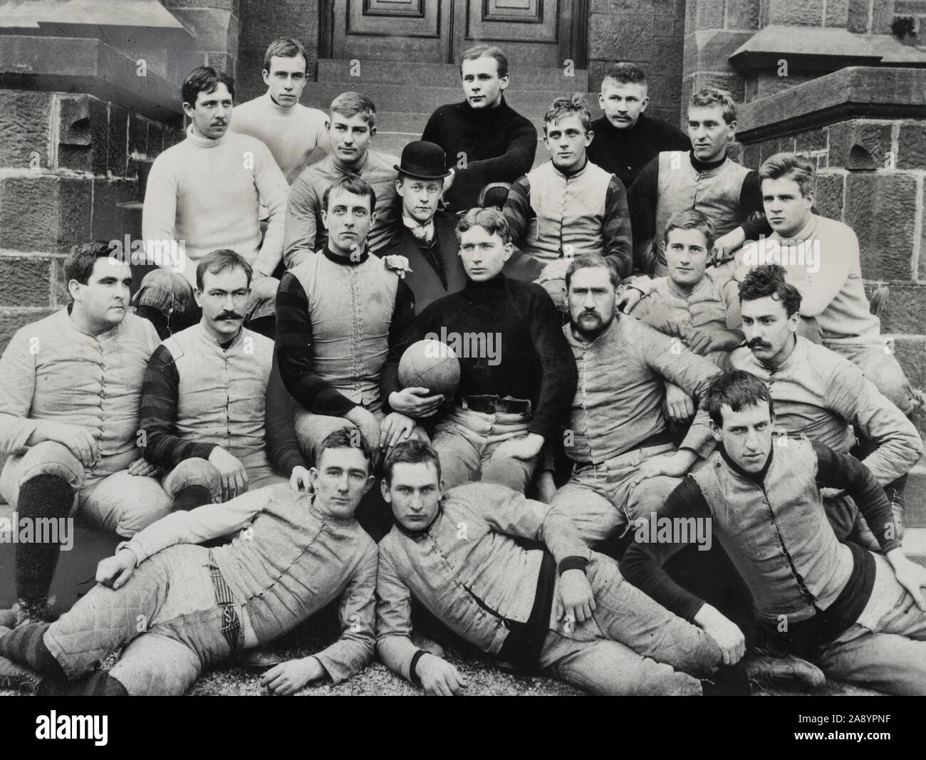 Football team - 1891 - Rutgers University - Photograph shows group portrait of the Rutger College's 1891 football team. Stock Photo