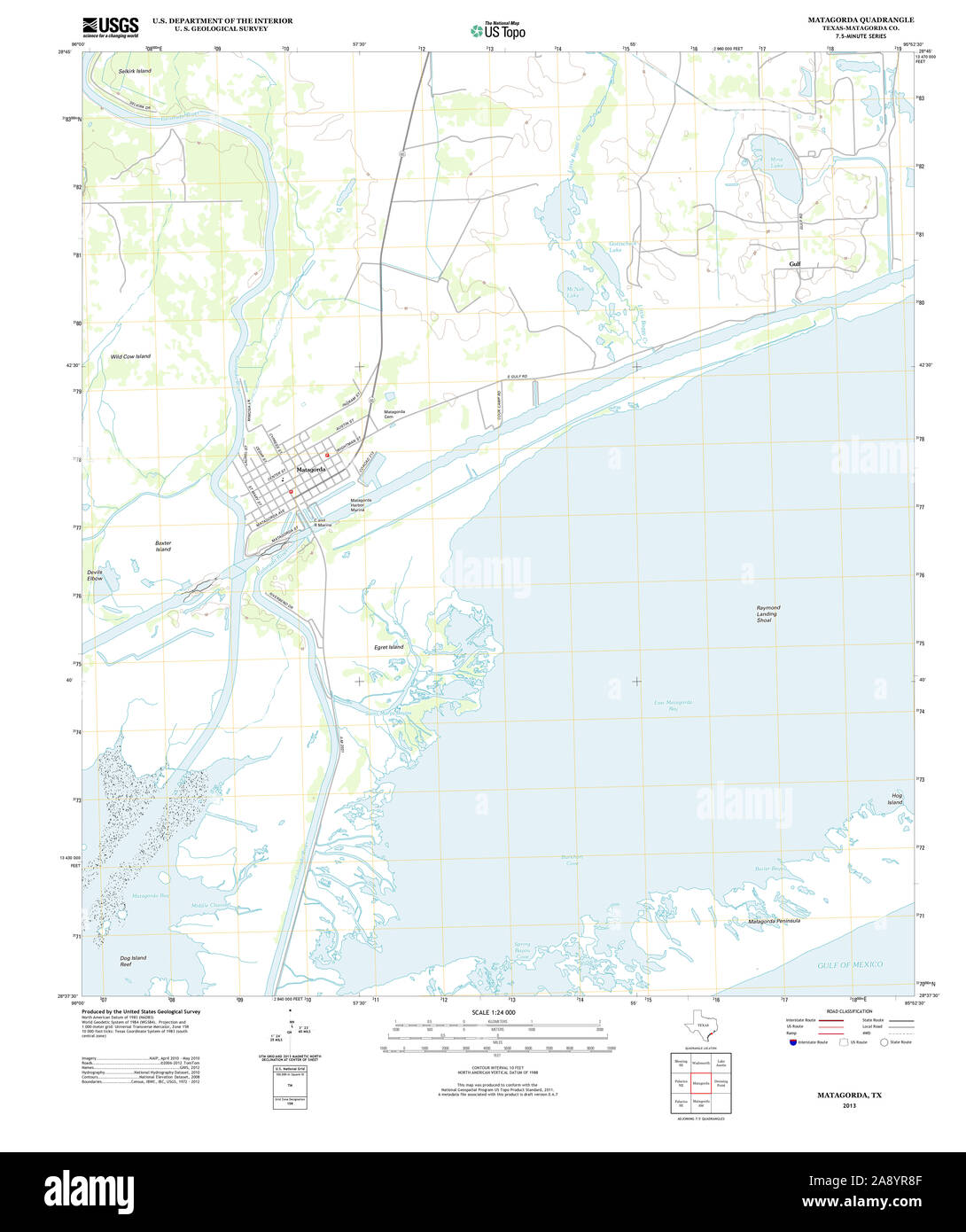 Matagorda map hi res stock photography - Usgs Topo Map Texas Tx Matagorda 20130107 Tm Restoration 2A8YR8F