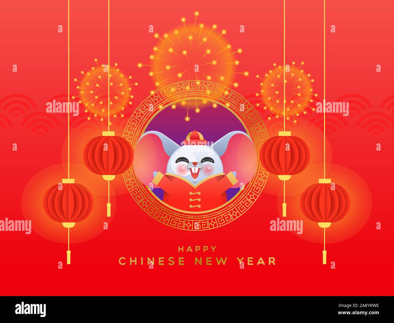 Cute Chinese Kids Boy Girl Costume Chinese New Year Cartoon Vector Illustration With Frame Stock Illustration Download Image Now Istock