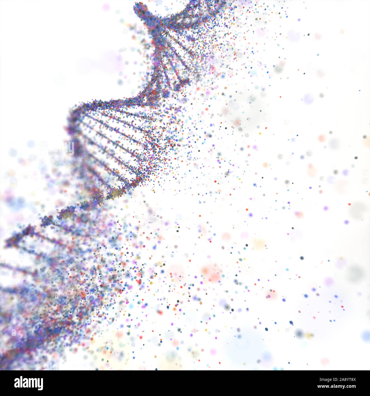 Colorful DNA molecule. Structure of the genetic code. Genetic Syndrome and Genetic Disorder, 3D illustration of science concept. Stock Photo