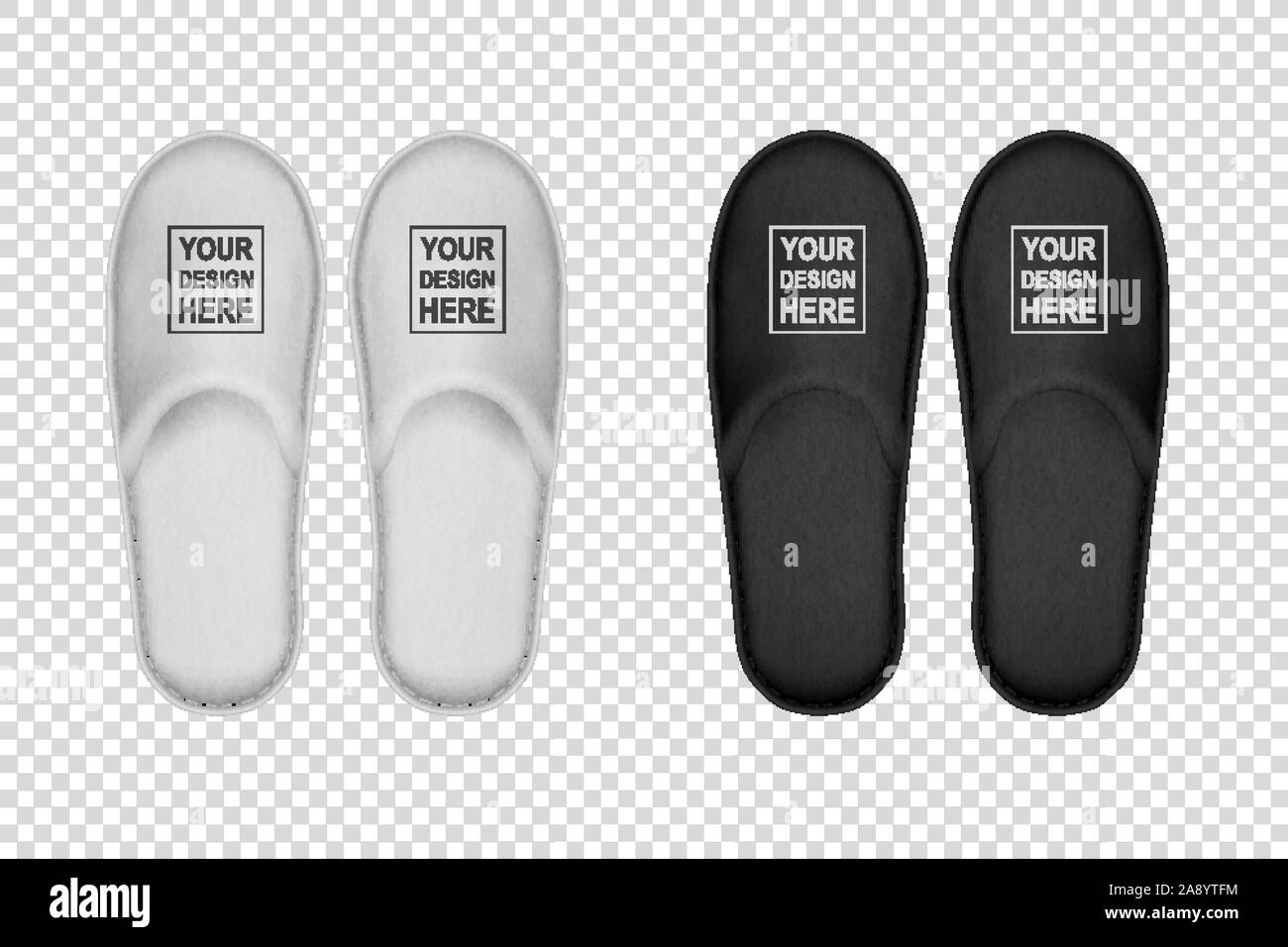 Vector Realistic White and Black Detailed Hotel Icon Set Closeup Isolated on White Background. Design Template of Home, Bath Soft Slippers Stock Vector & Art - Alamy