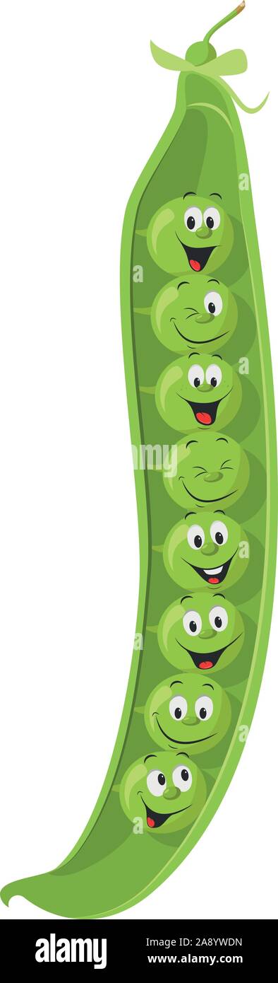 Vegetables Characters Collection: Vector illustration of a funny and  smiling green peas in cartoon style Stock Vector Image & Art - Alamy