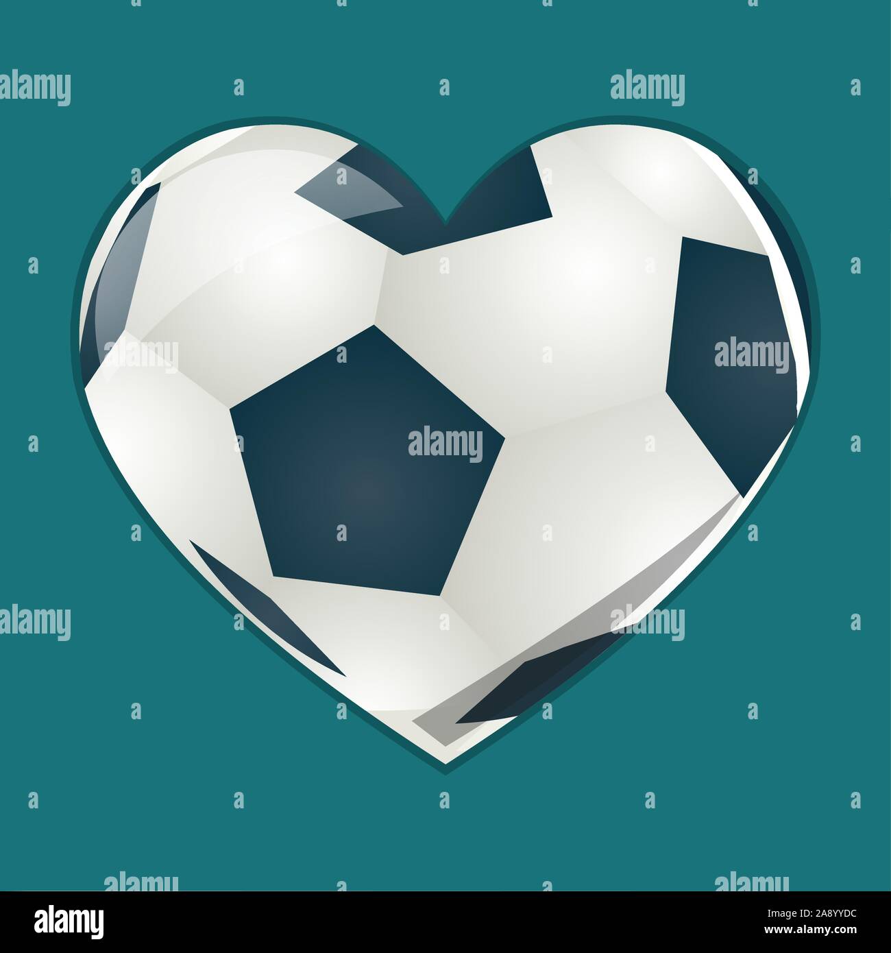 heart with soccer ball for loving soccer sport concept vector symbol