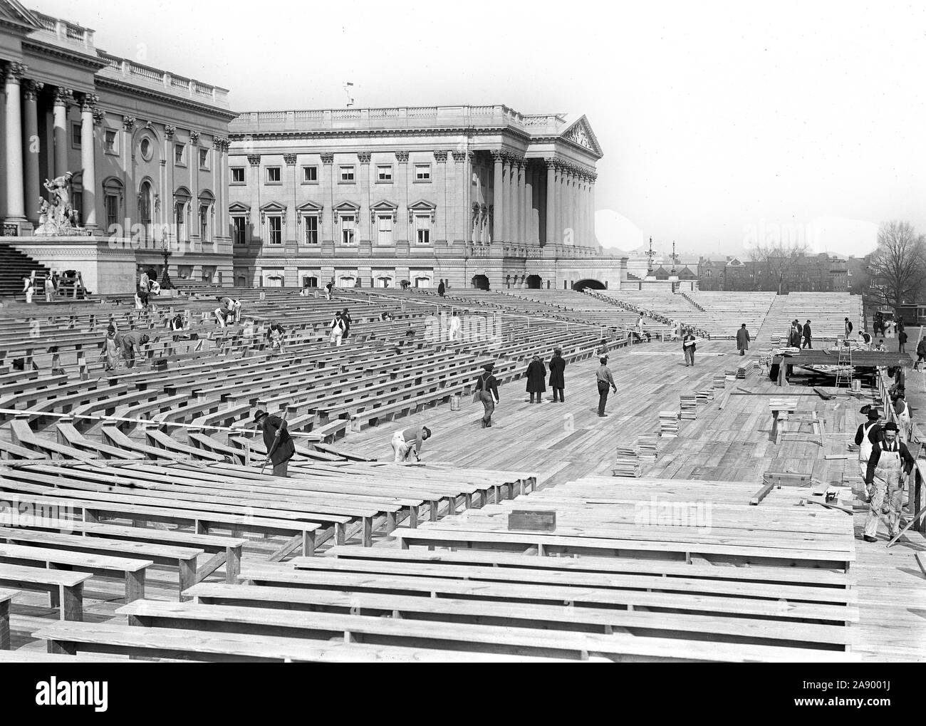 Empty Inagural stands at the U.S. Capitol ca. 1913 Stock Photo