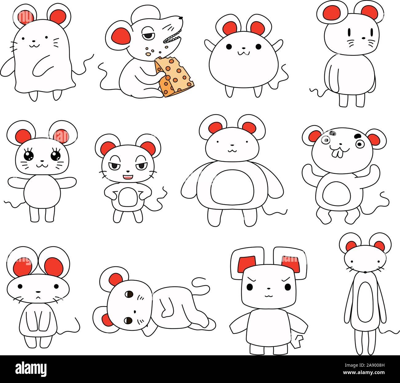 This Is A Illustration Of Character Of Various White Rat Stock Vector