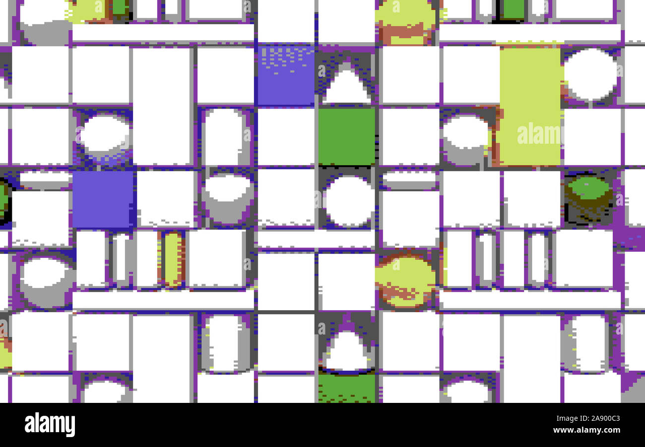 Abstract background with retro 80s 8bit styled pixel 3d shapes Stock Photo