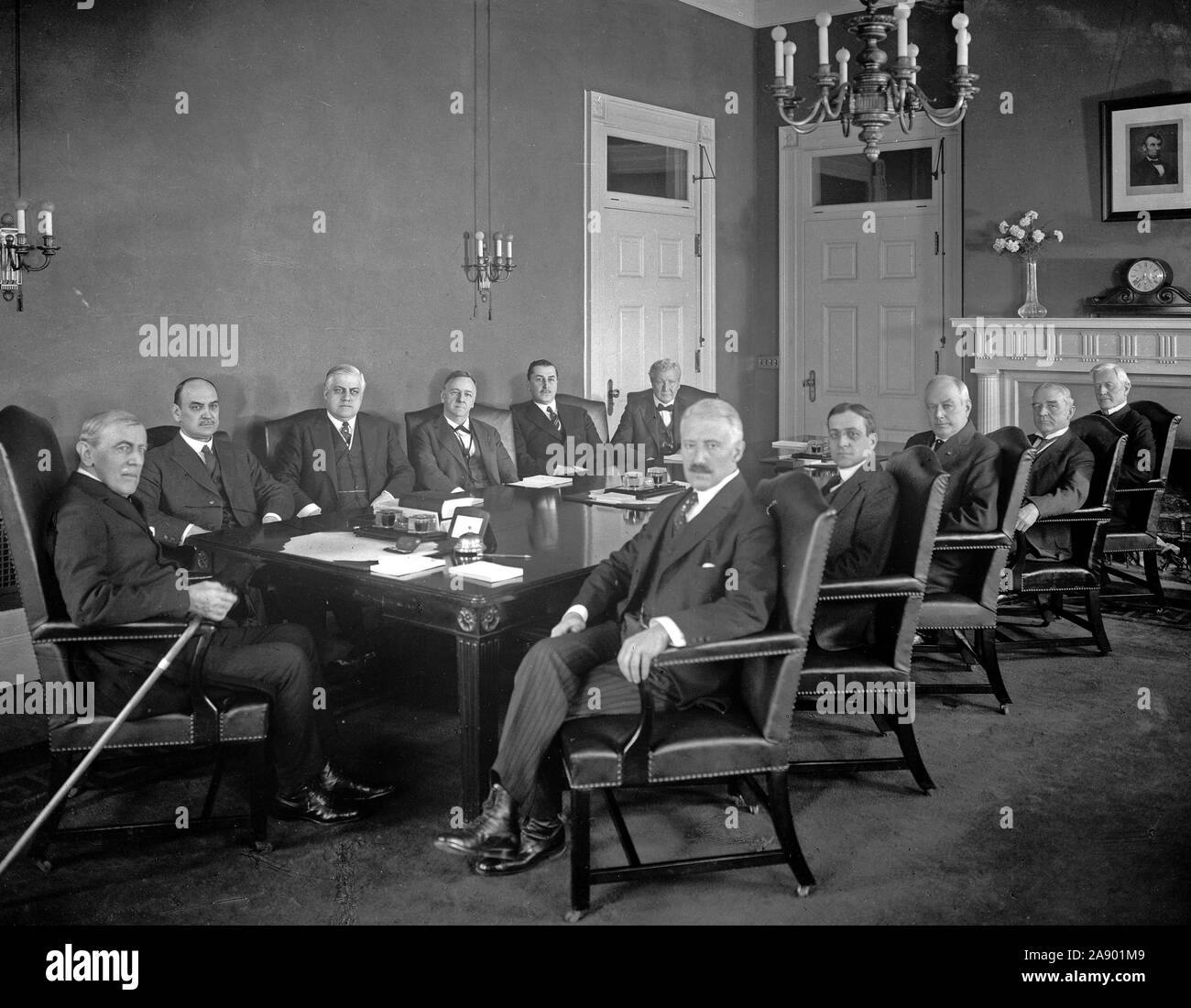 President Woodrow Wilson With His Cabinet Ca 1910s Stock Photo