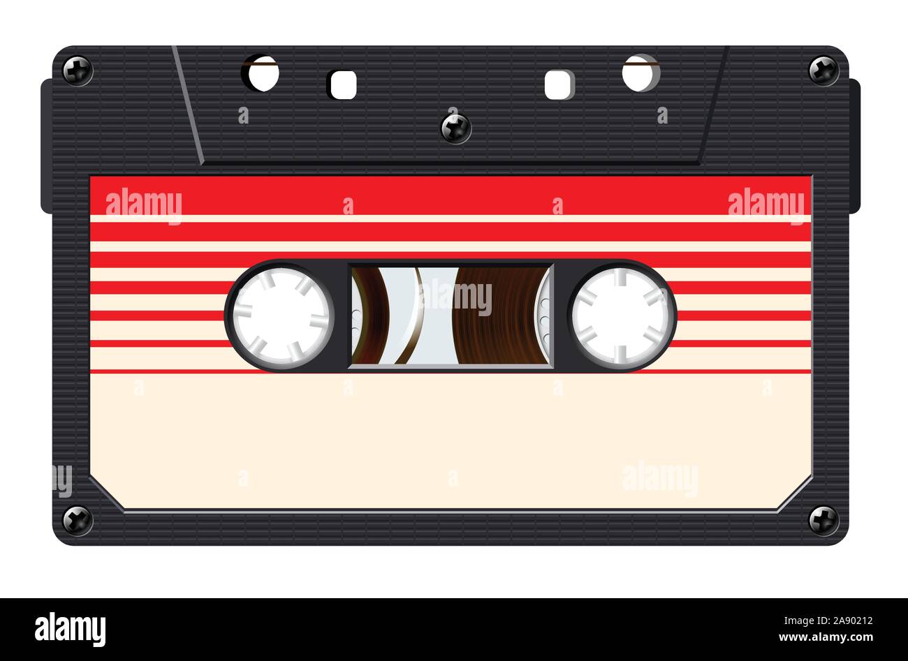 Cassette with retro label as vintage object for 80s revival mix tape