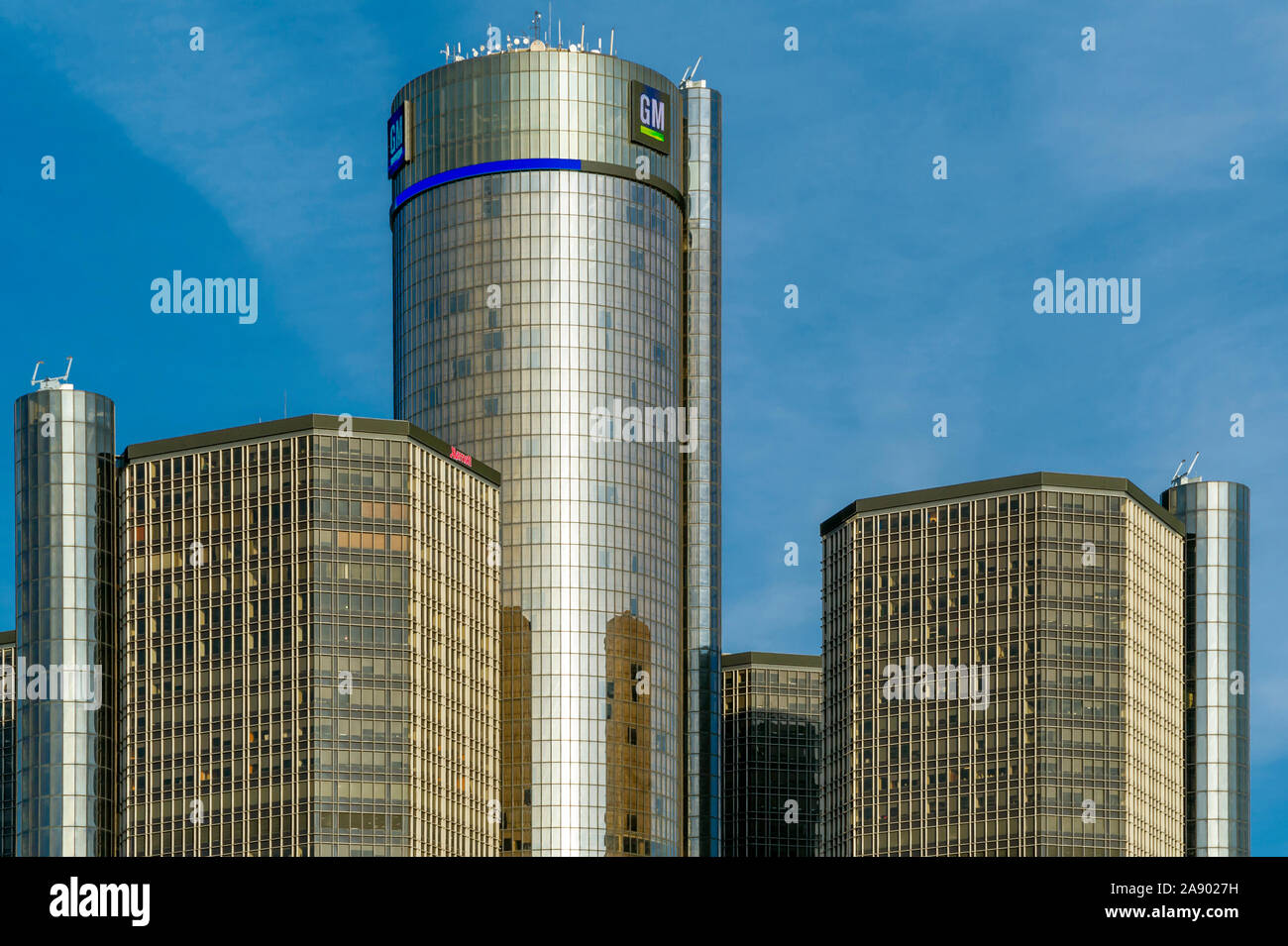 General Motors Renaissance Center in Detroit, MI Stock Photo