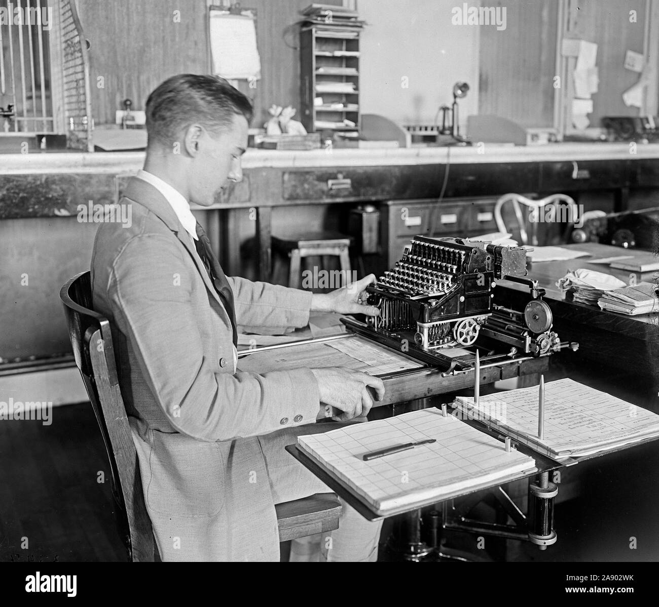 Post office money order machine ca 1905 1945 stock photo alamy