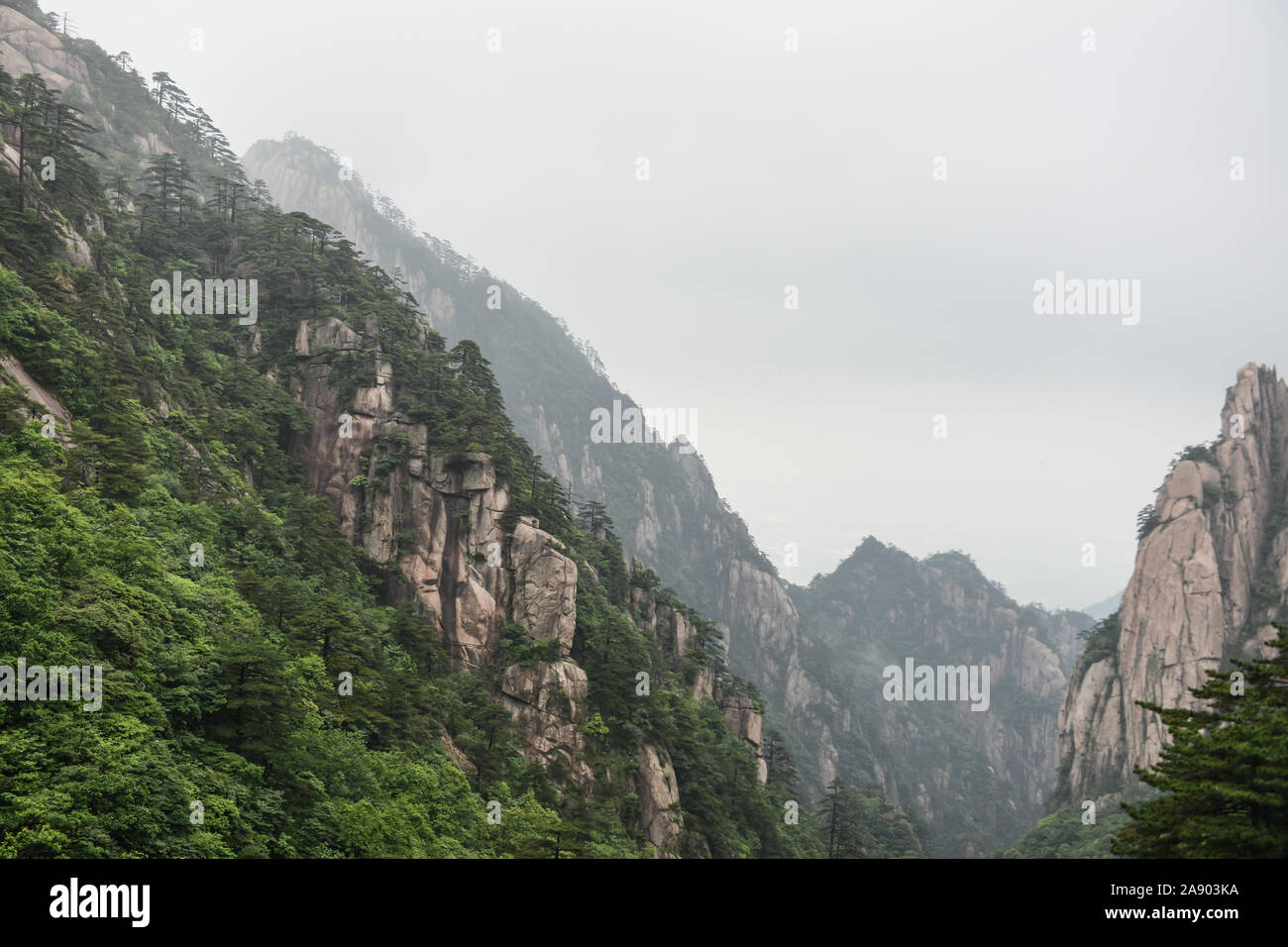 Yellow Mountains.Mount Huangshan.A mountain range in southern Anhui province in eastern China. Stock Photo