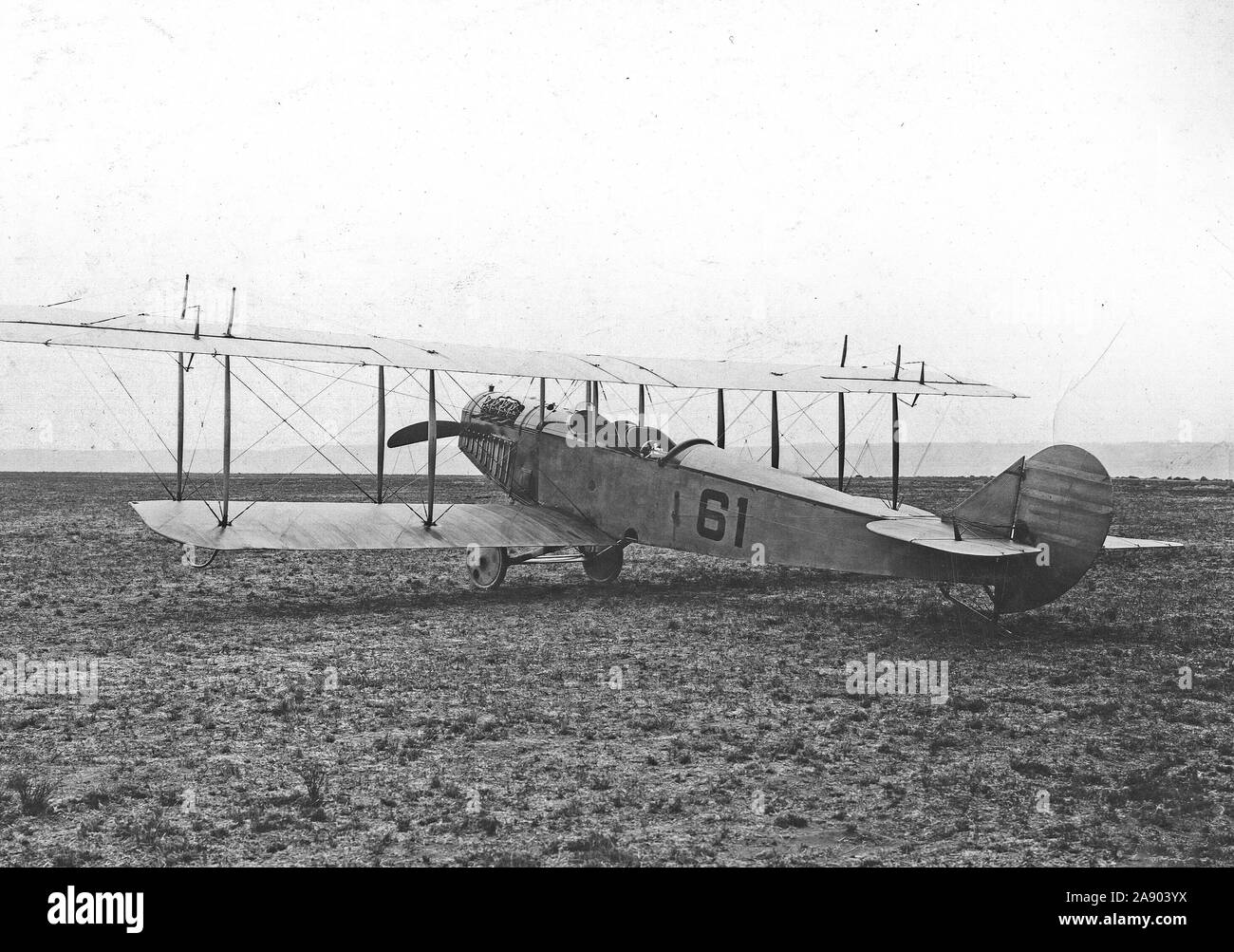 Types of airplanes. S.C. Airplane, 1915 (possibly Curtiss JN-4 Stock Photo