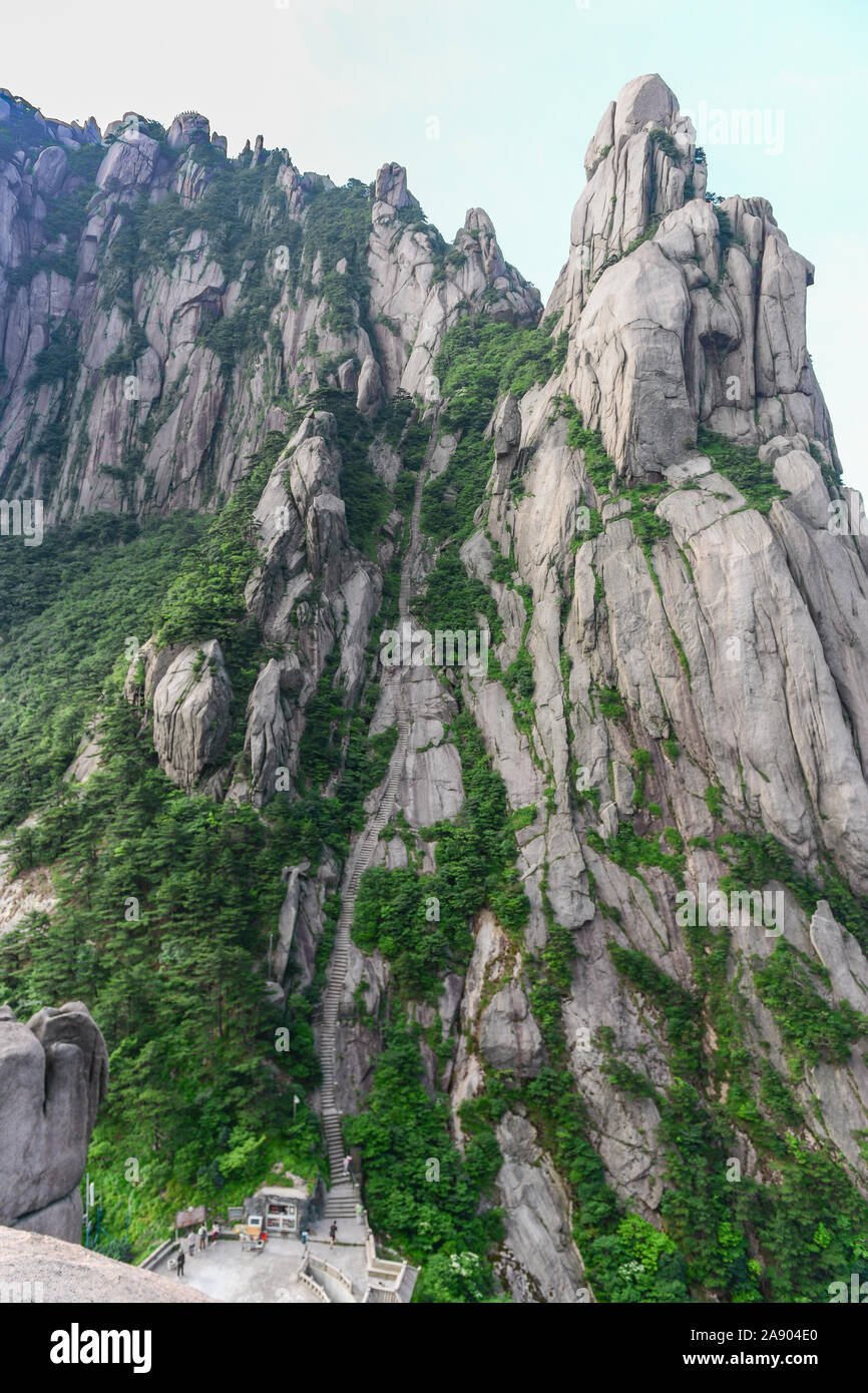 Yellow Mountains.Mount Huangshan.A mountain range in southern Anhui province in eastern China. Stock Photo