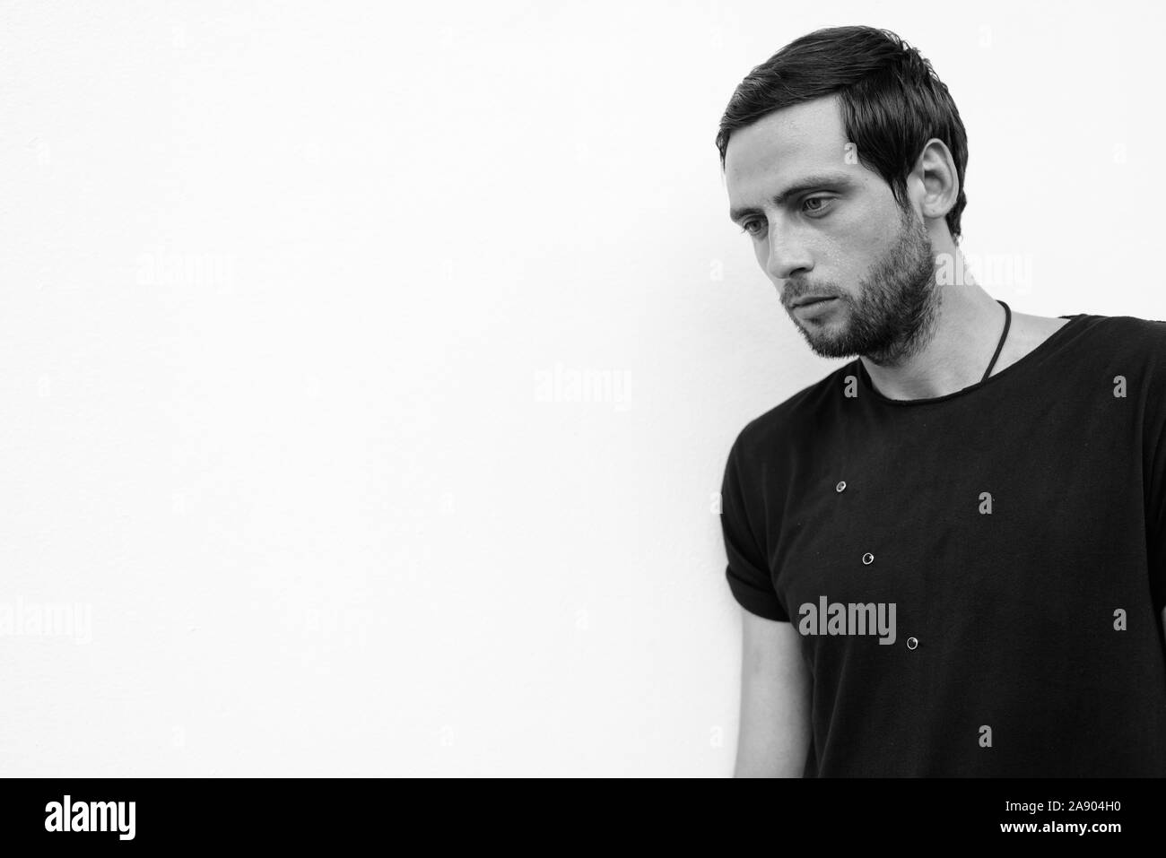 Black shirt Black and White Stock Photos & Images - Alamy