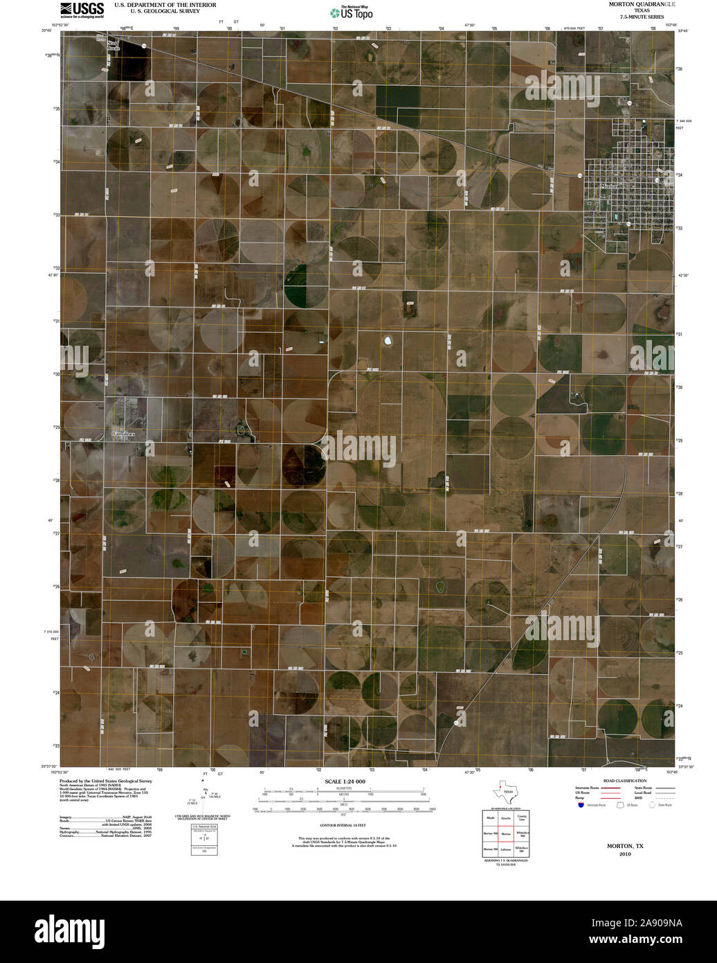 USGS TOPO Map Texas TX Morton 20100305 TM Restoration Stock Photo