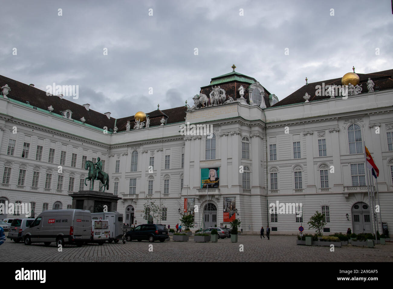 The Courtyard at the Imperial Court Library (German: Kaiserliche Hofbibliothek); Vienna, Austria. Stock Photo
