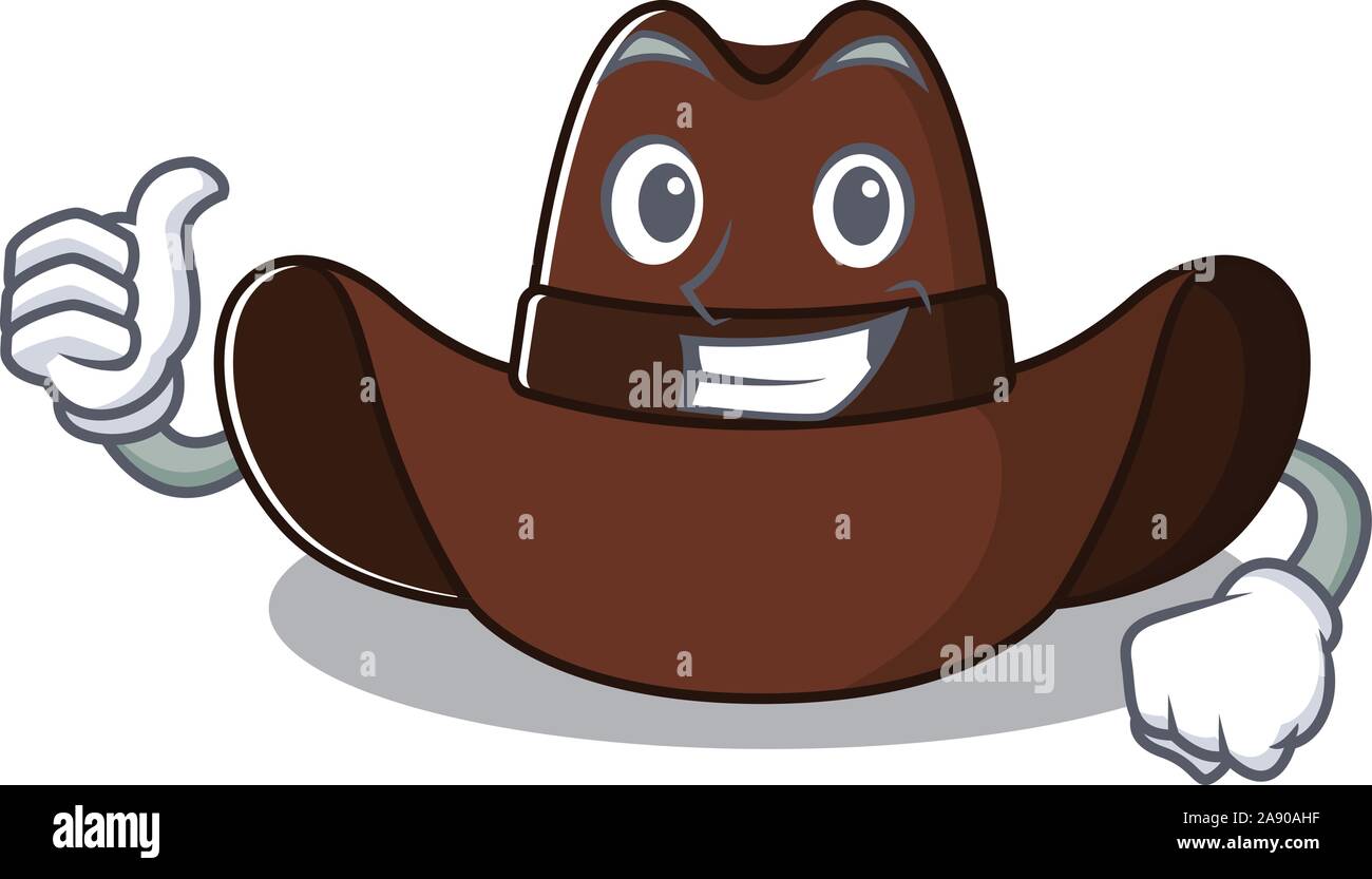 Cheerful on cowboy hat thumbs up cartoon character Stock Vector Image
