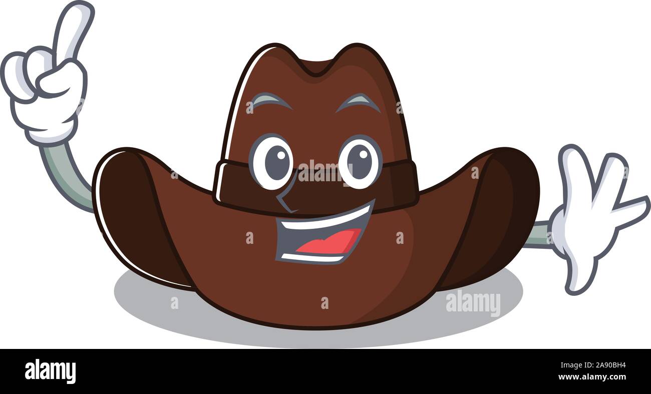 cowboy hat finger with the cartoon character Stock Vector
