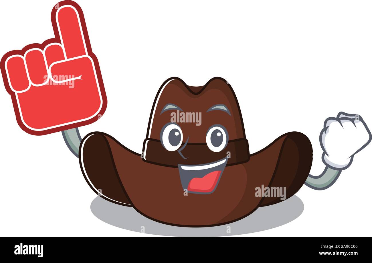 cowboy hat foam finger with the cartoon character Stock Vector Image