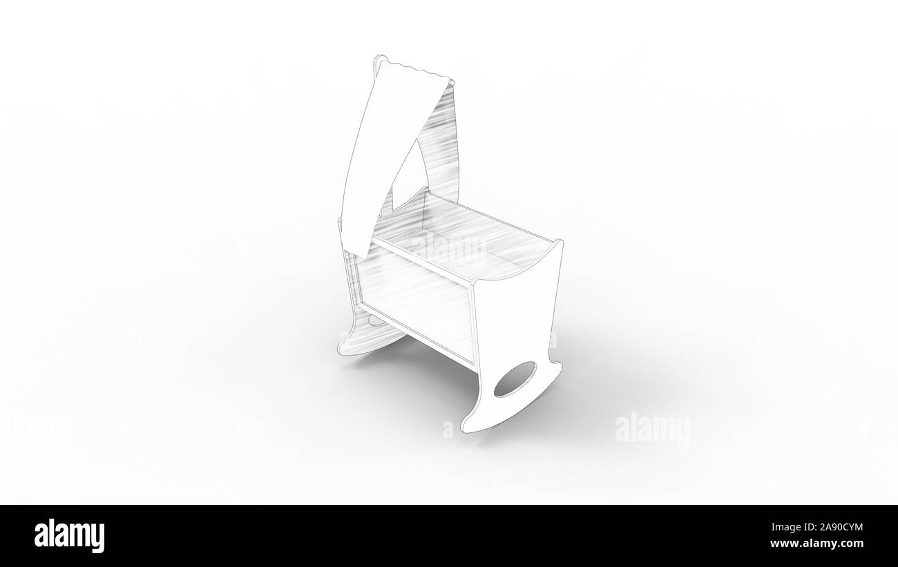 3d rendering of a baby crib bed isolated in studio background Stock ...