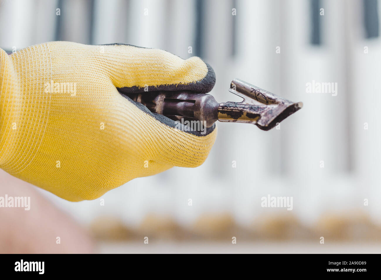 How to heat welding vinyl floor with heat gun master prepares a nozzle for welding linoleum