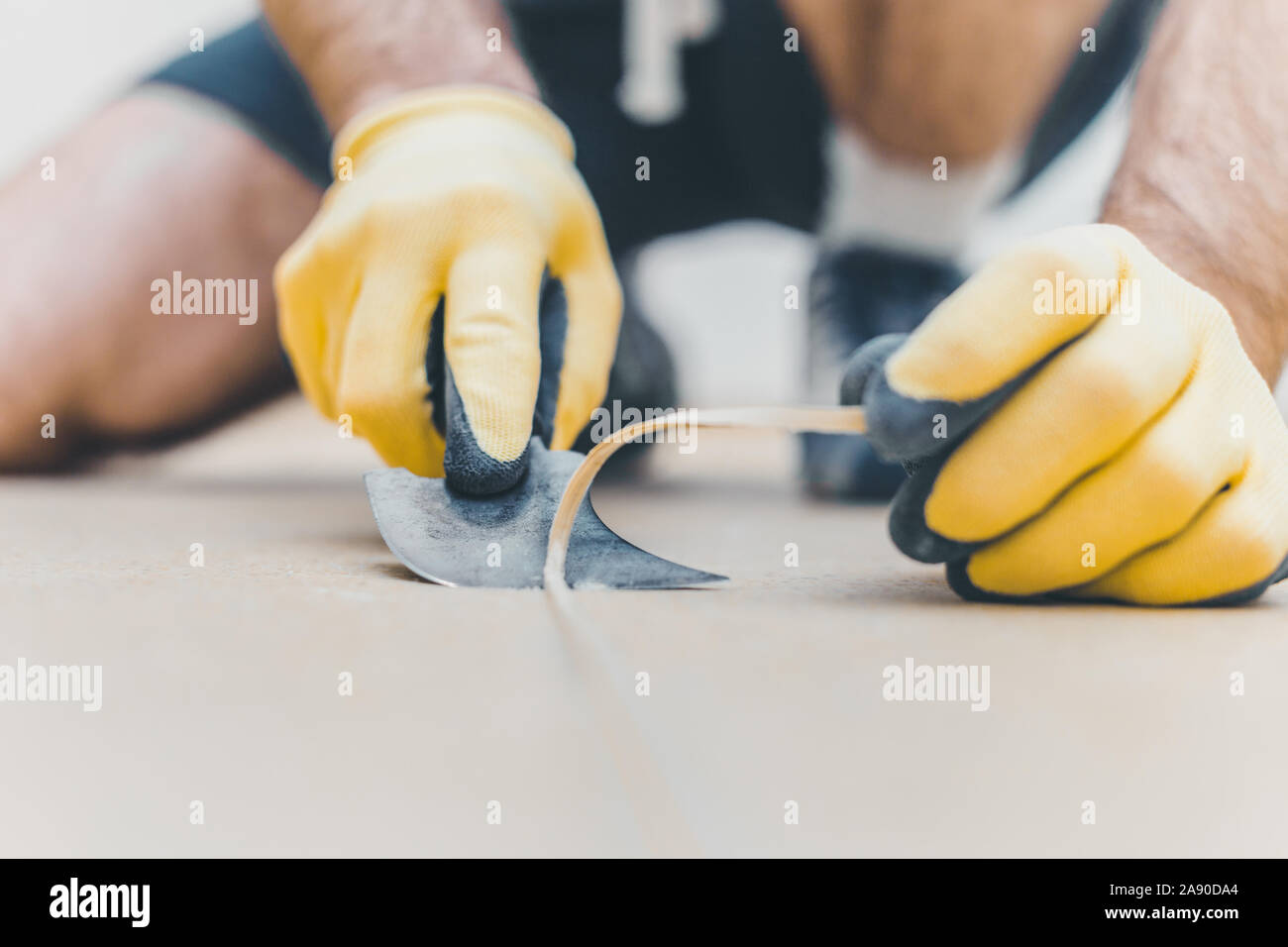 How to heat welding vinyl floor with heat gun Quarter moon spatula