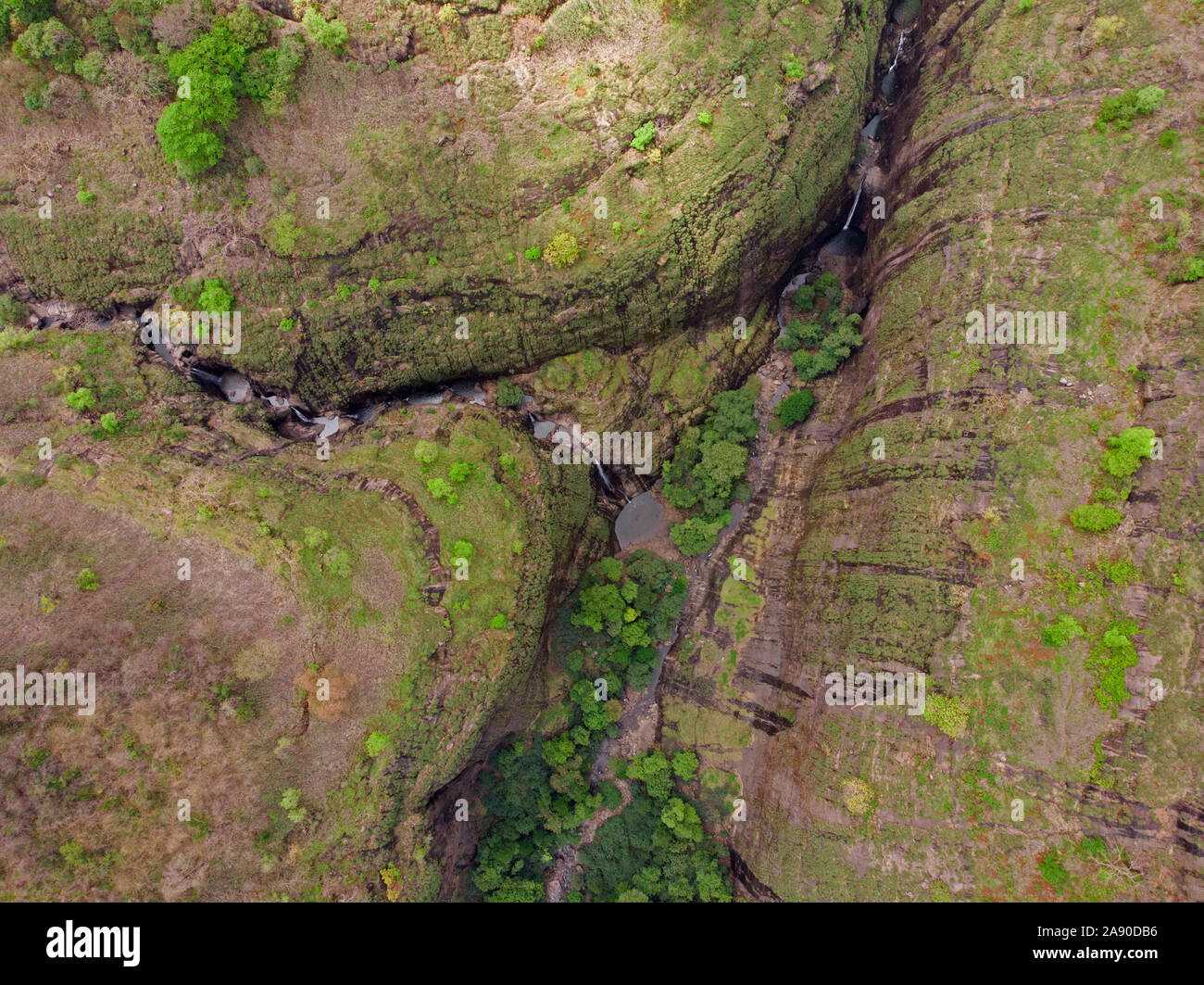 Aerial shot of Plus Valley at Tamhini, Pune, Maharashtra, India Stock Photo