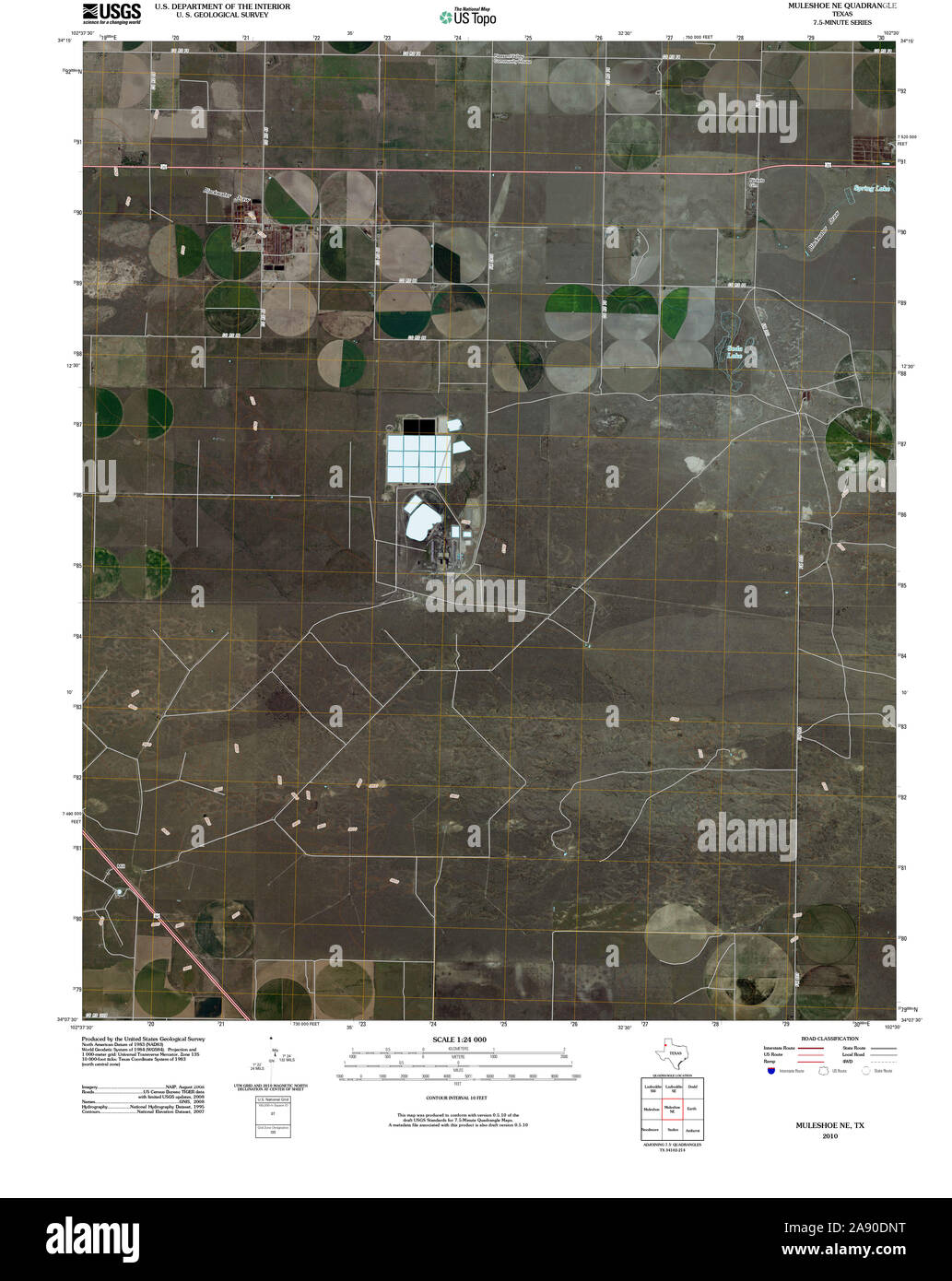 USGS TOPO Map Texas TX Muleshoe NE 20100305 TM Restoration Stock Photo