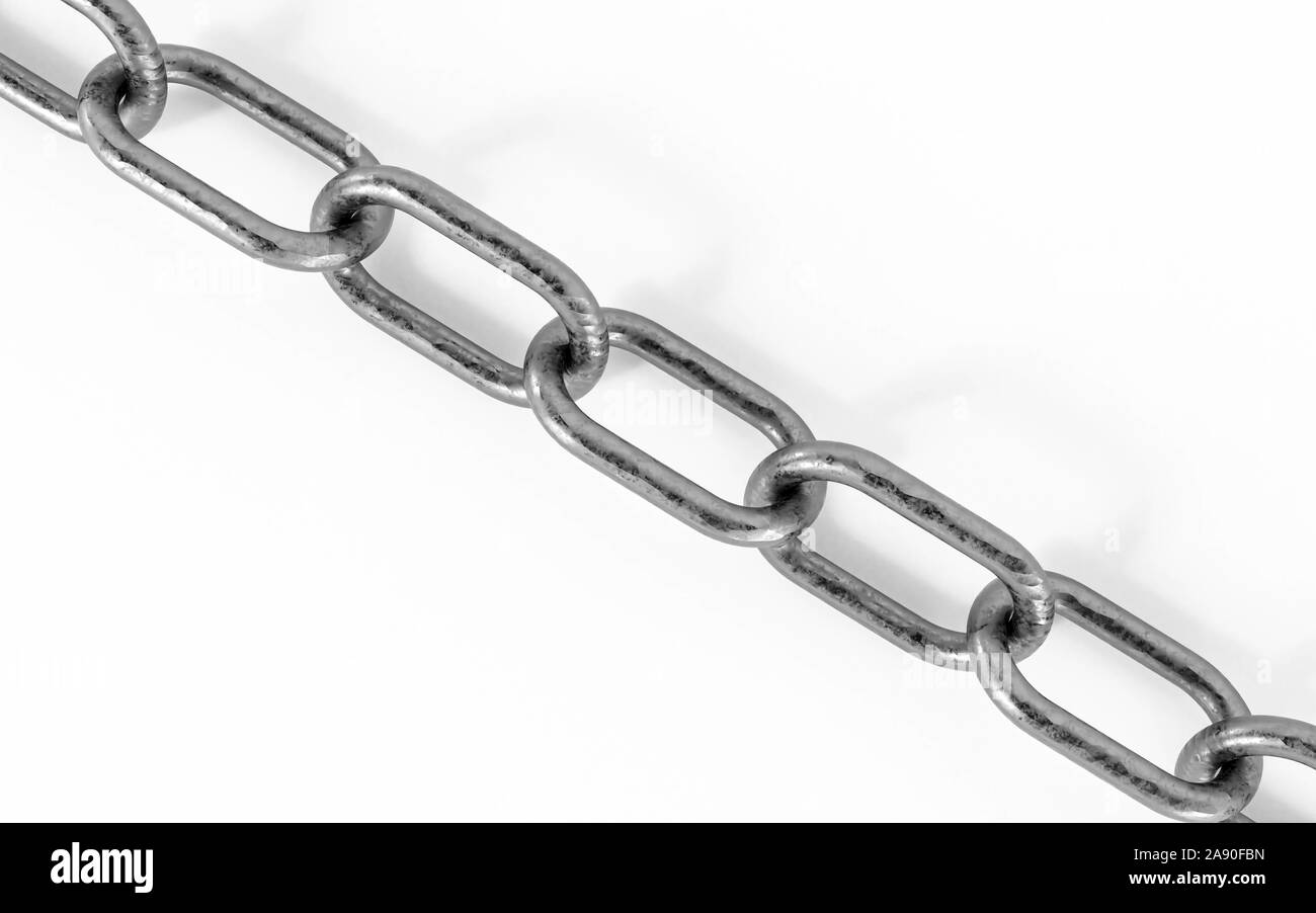 close up of metal chain part on white background 3d render illustration Stock Photo