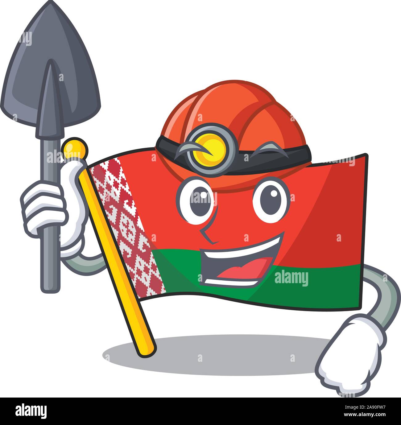 flag belarus isolated with the miner cartoon Stock Vector