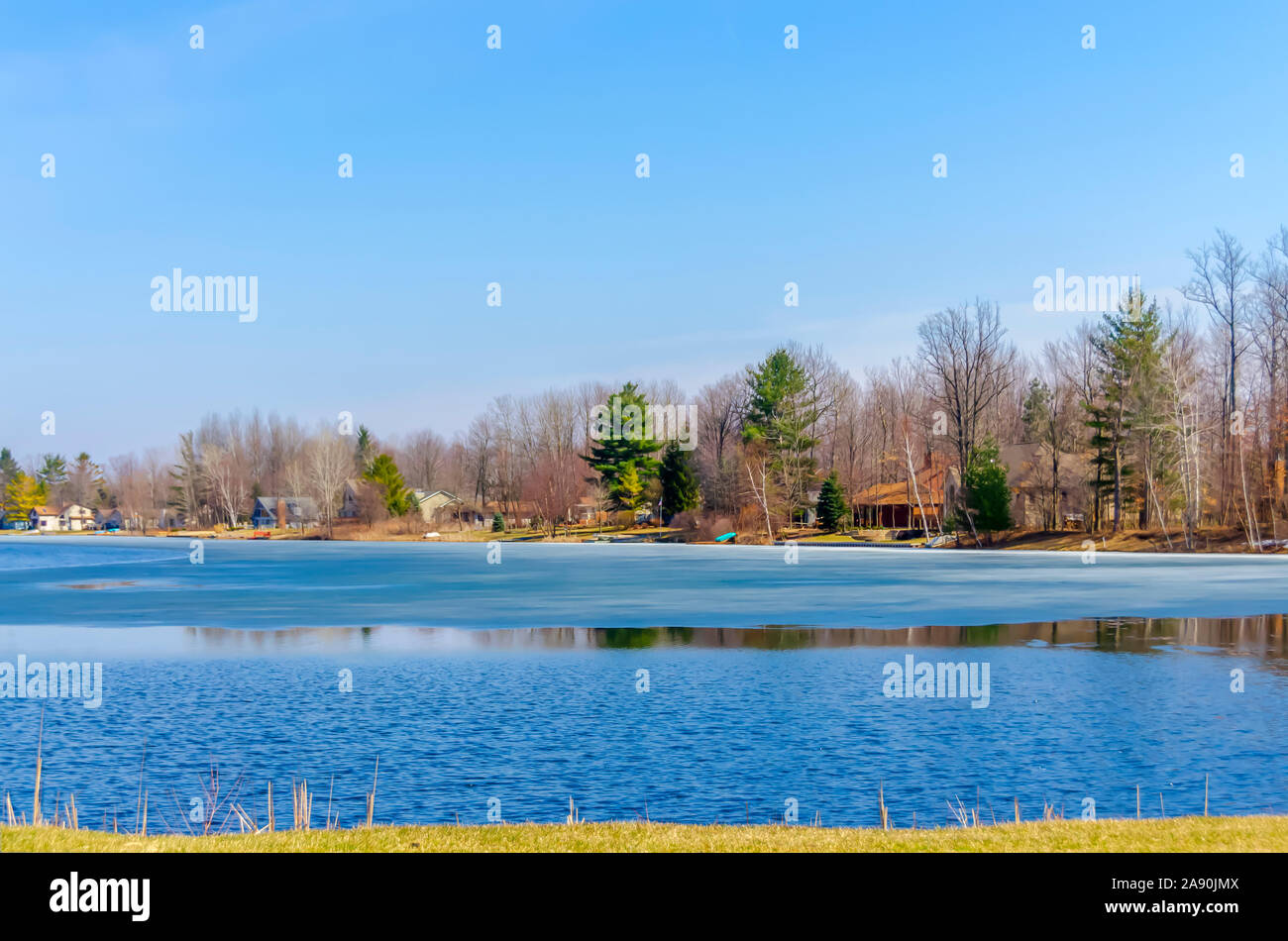 Lakeside houses in Upper Michigan, USA. Stock Photo