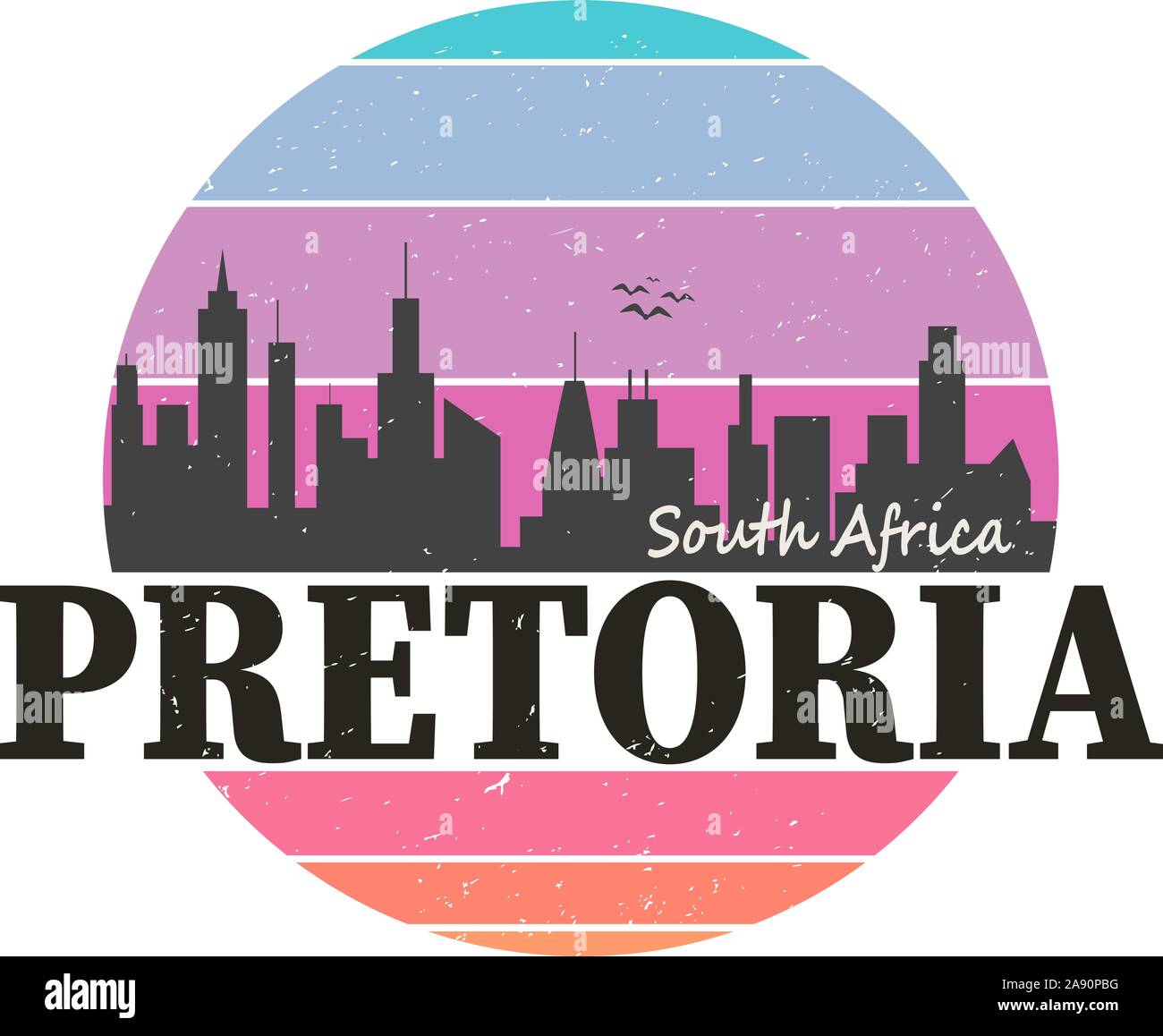 South Africa Pretoria. stamp logo badge t-shirt emblem Stock Vector