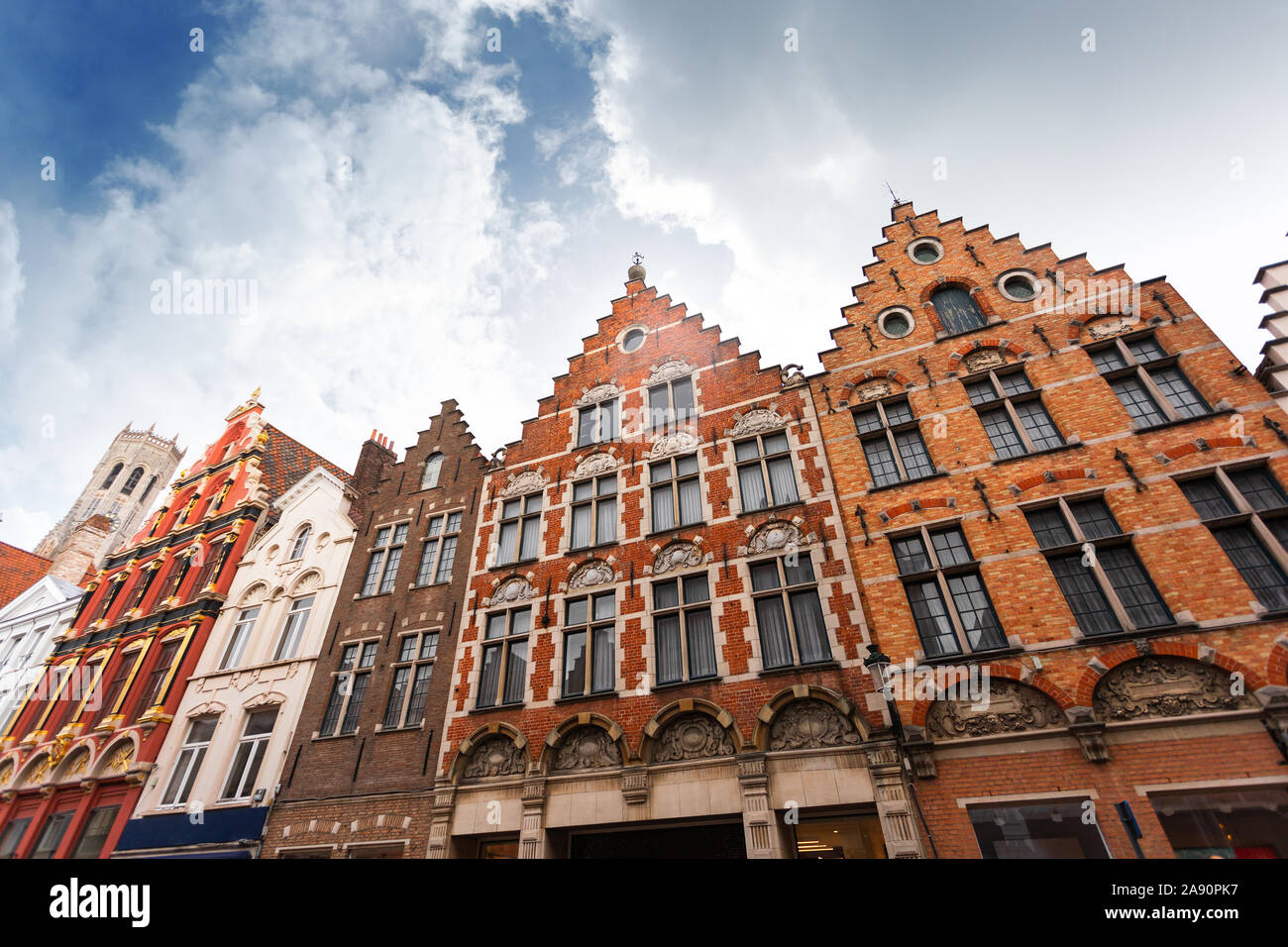 Noordzand street with Flemish houses, Bruges, Belgium Stock Photo Alamy