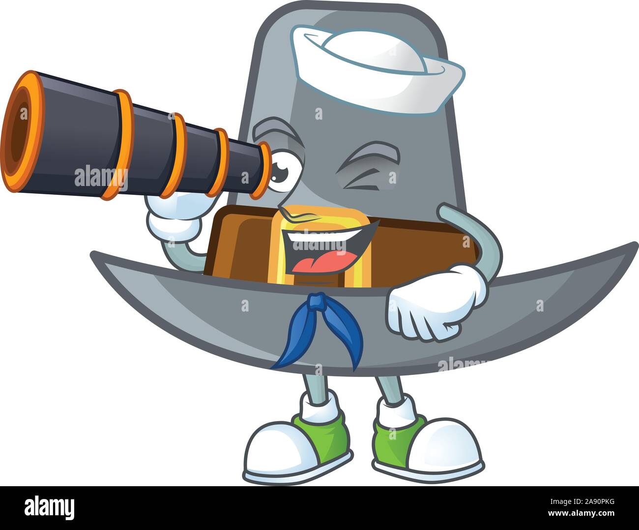 Vintage pilgrim hat isolated with mascot sailor holding binocular Stock Vector Image & Art Alamy