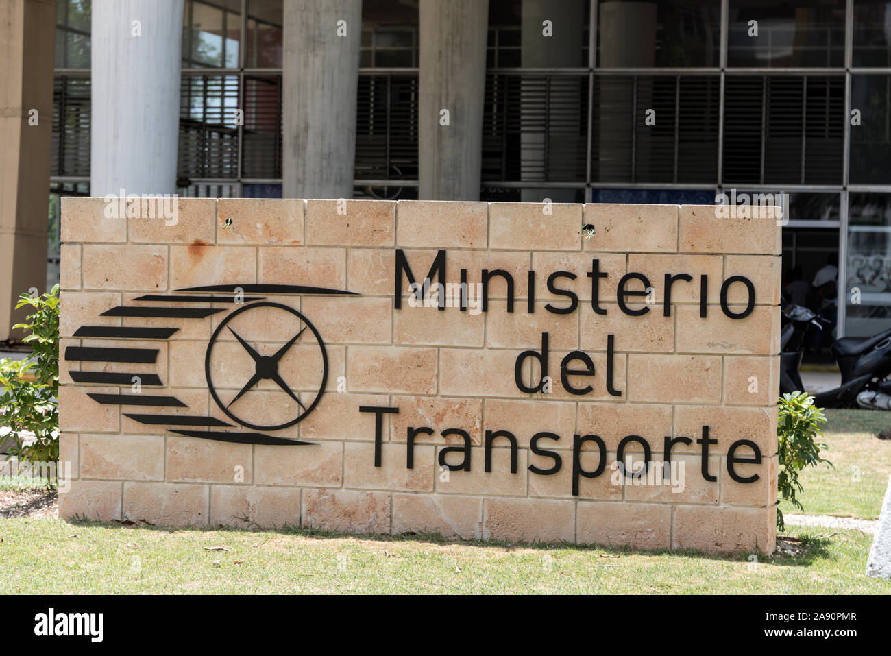 Cuban Ministry of Transport - Ministerio de transportes on  Municipio Ave. Boyeros esq. Tulip‡n, Municipio Plaza in Havana, Cuba Stock Photo