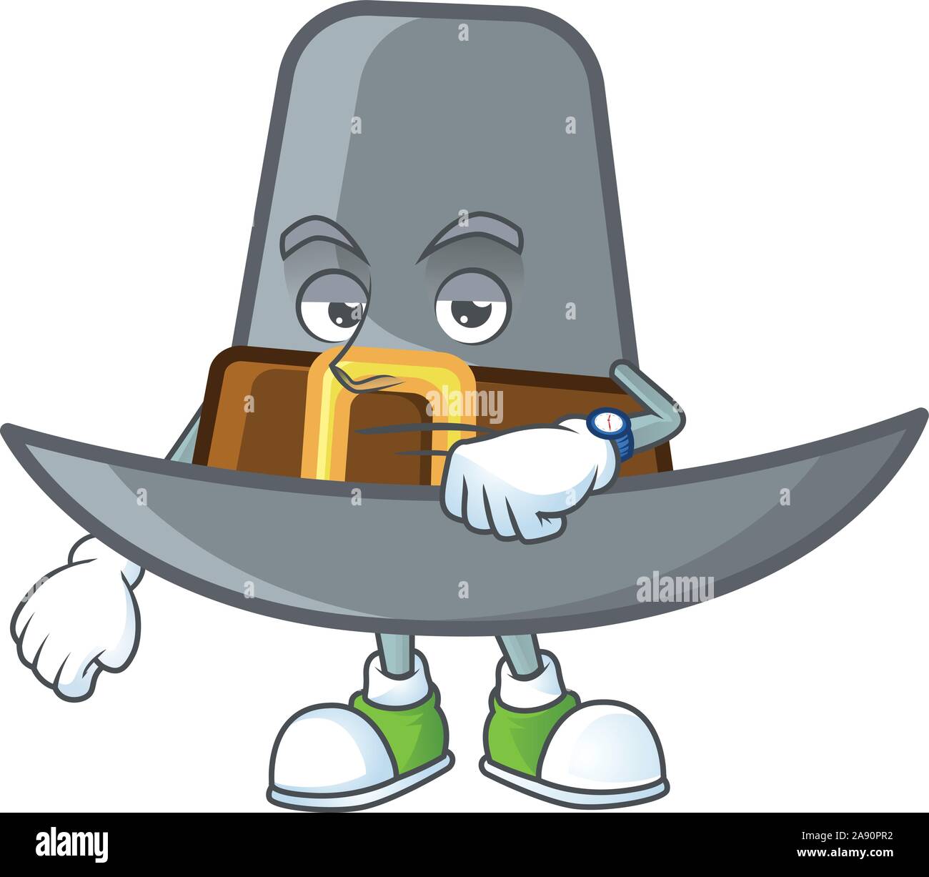 Pilgrim hat with buckle in character waiting Stock Vector