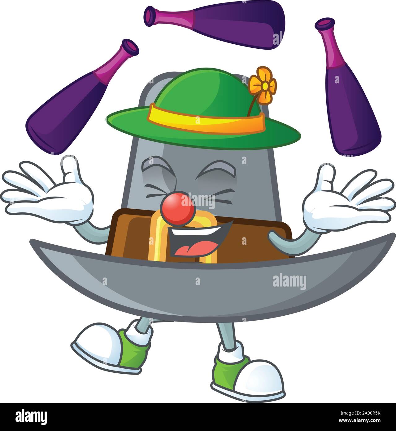 Pilgrim hat with buckle in character juggling Stock Vector