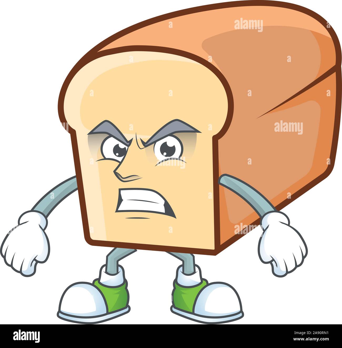 White bread with annoyed cartoon character shape Stock Vector Image