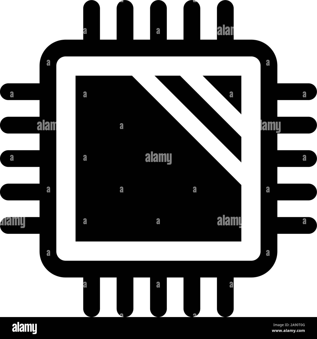 Central Computer Processors, CPU Microchip. Flat Vector Icon illustration. Simple black symbol on white background. Central Computer Processors, CPU s Stock Vector
