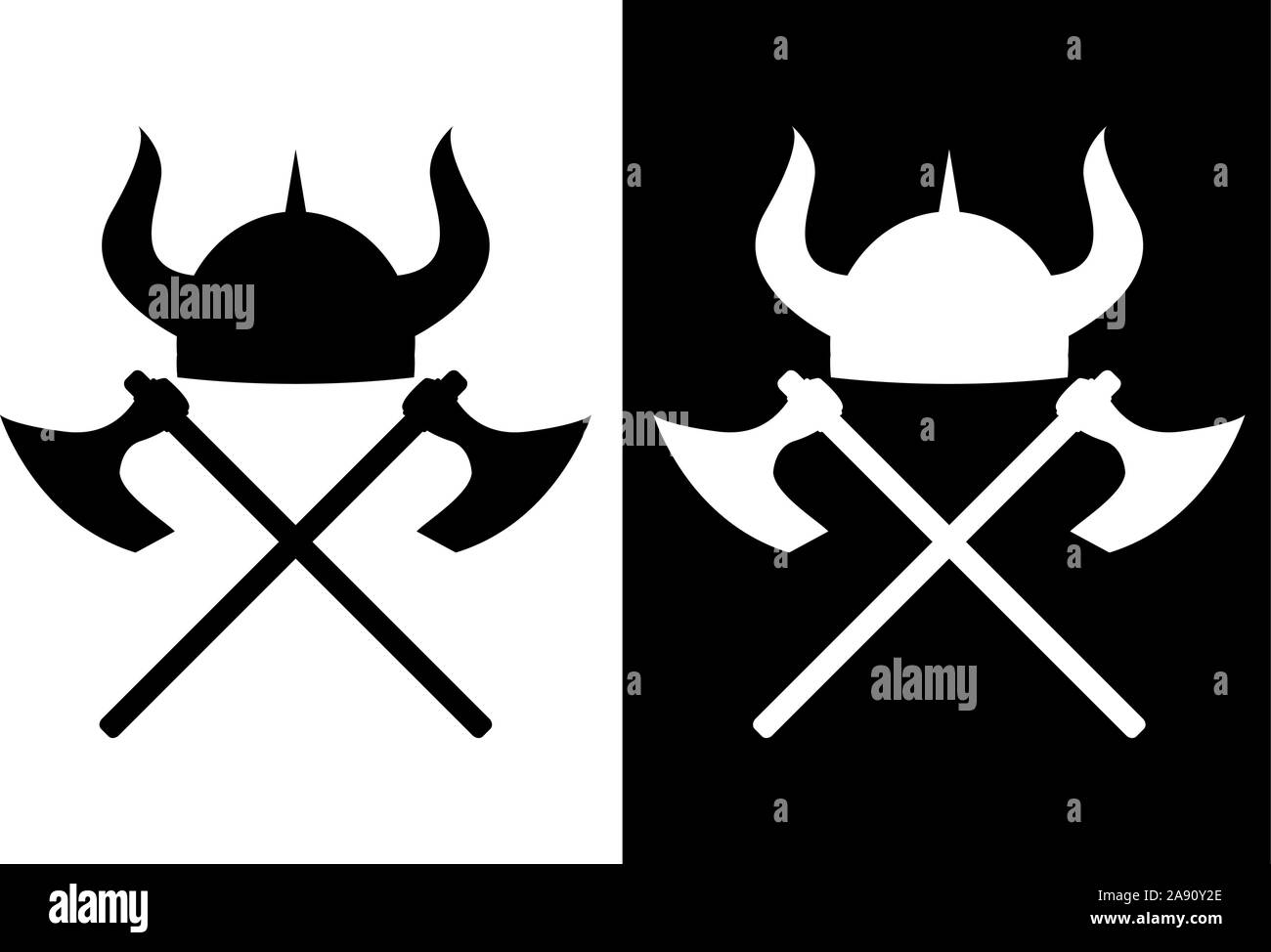 Viking helmet and axes. Icon Stock Vector