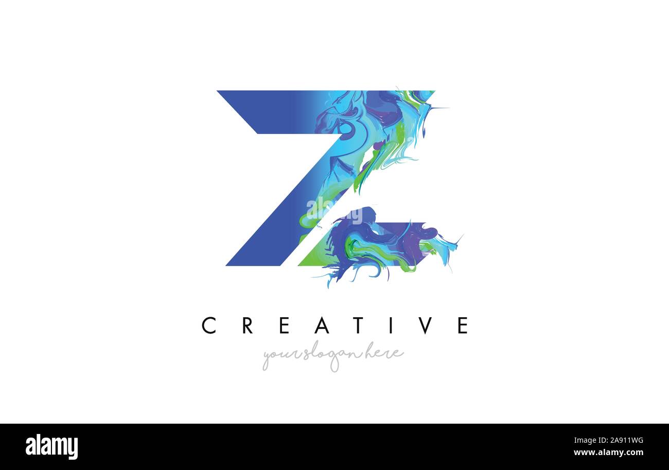 Z Letter Icon Design Logo With Creative Artistic Ink Painting Flow in ...