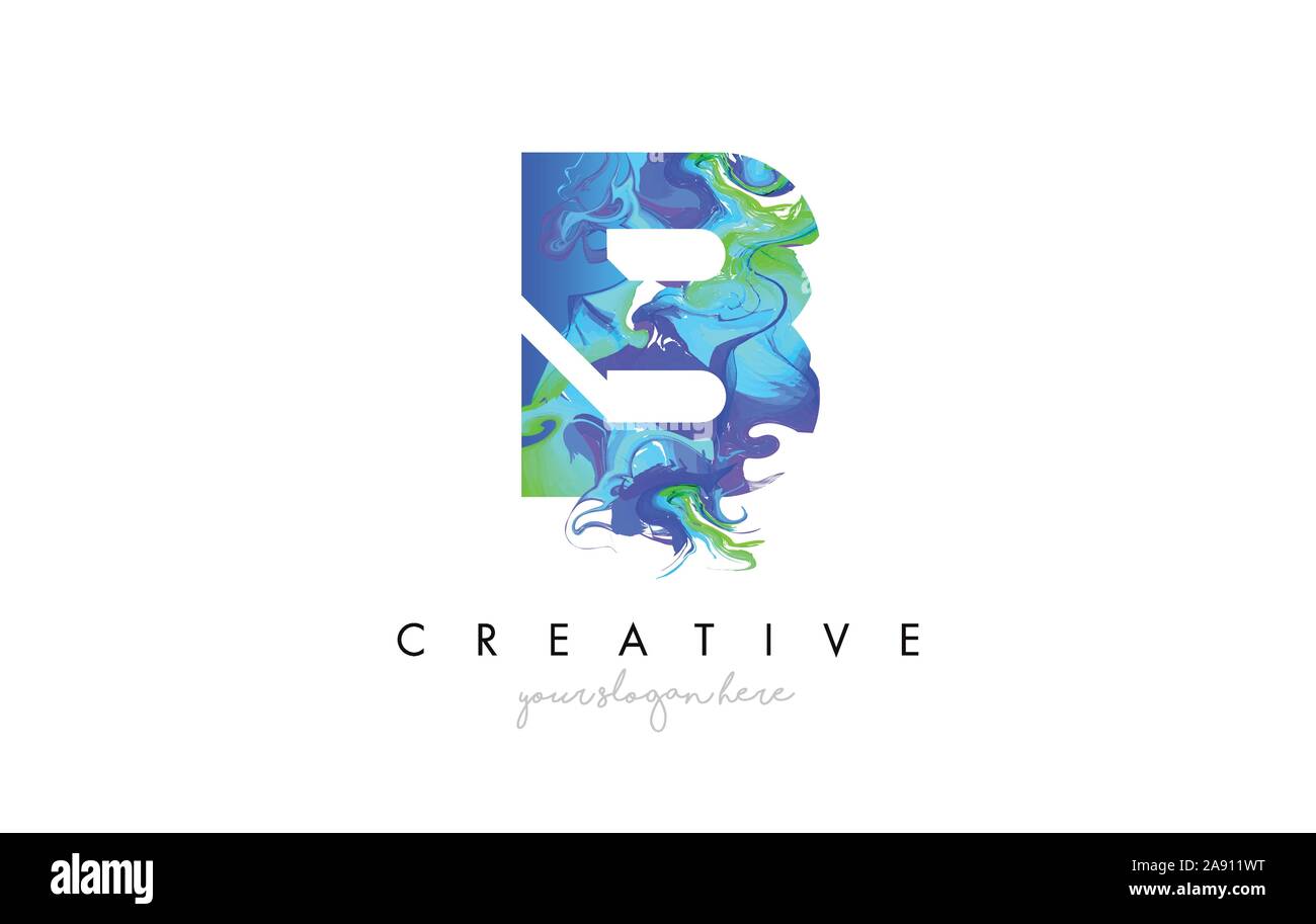B Letter Icon Design Logo With Creative Artistic Ink Painting Flow in ...