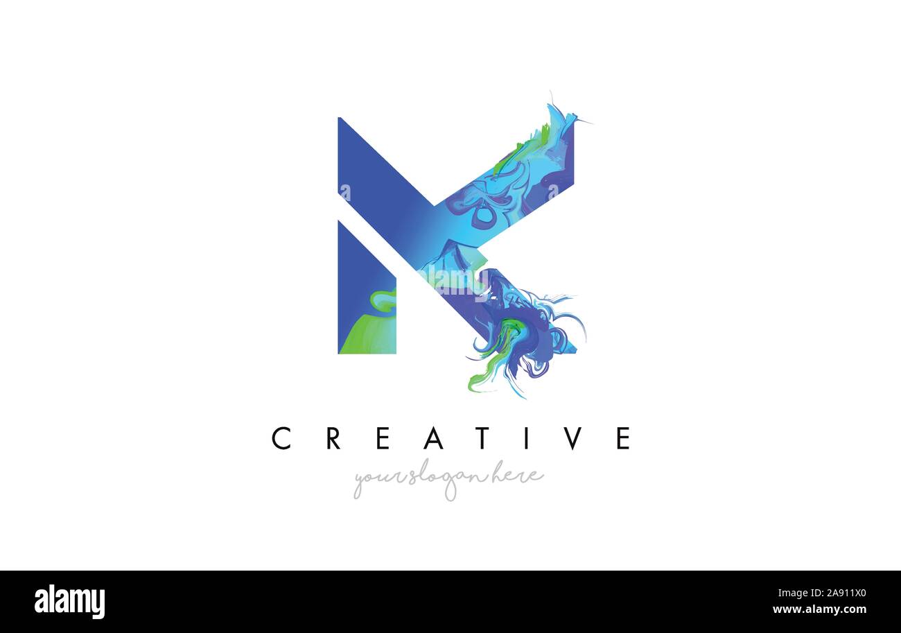 K Letter Icon Design Logo With Creative Artistic Ink Painting Flow in ...