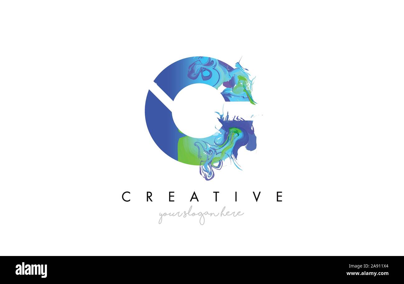 C Letter Icon Design Logo With Creative Artistic Ink Painting Flow in ...