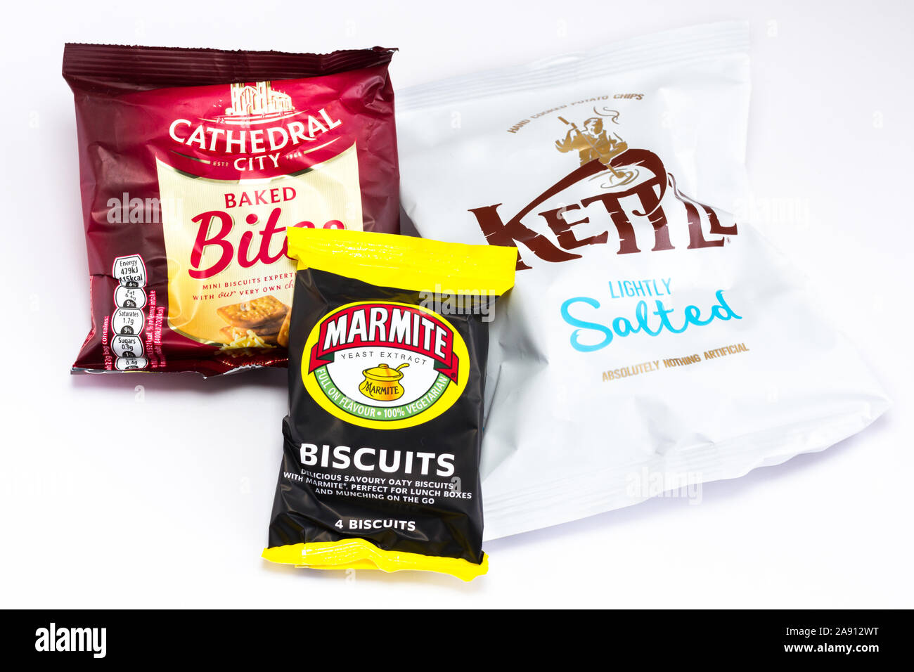 Packets of savoury salty snacks. UK Stock Photo