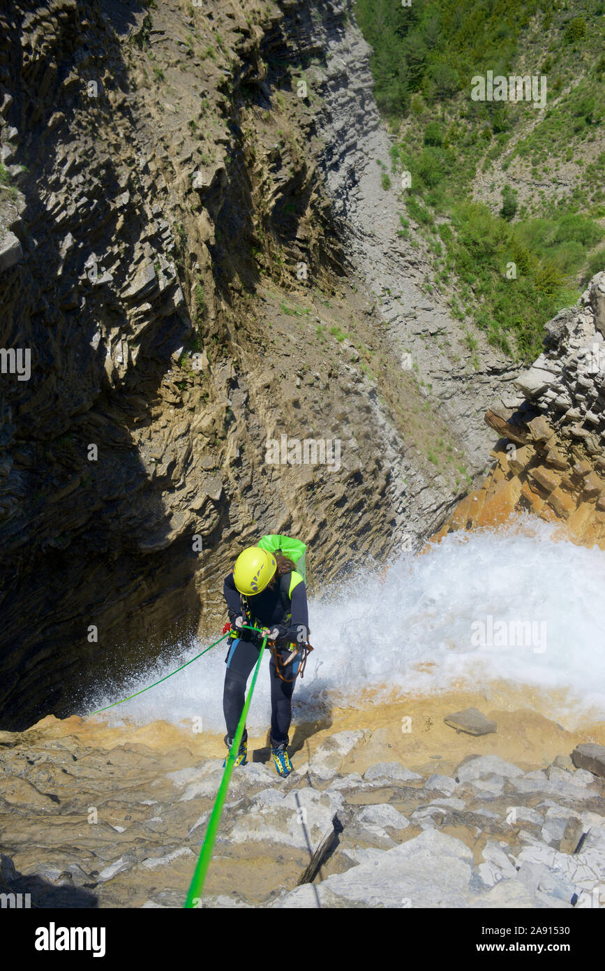Rappelling waterfall woman hi-res stock photography and images - Alamy