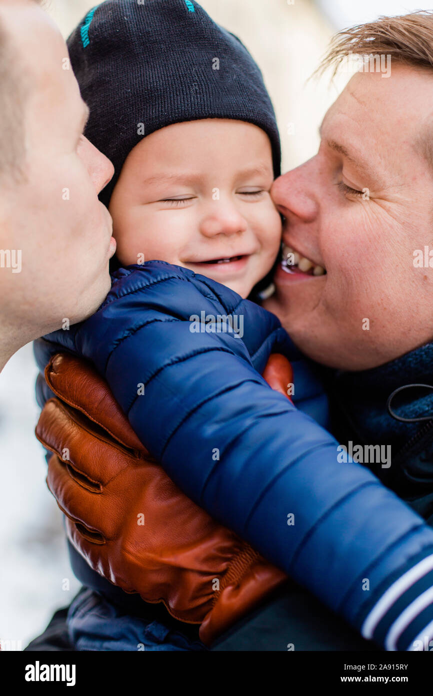 Male couple with son Stock Photo