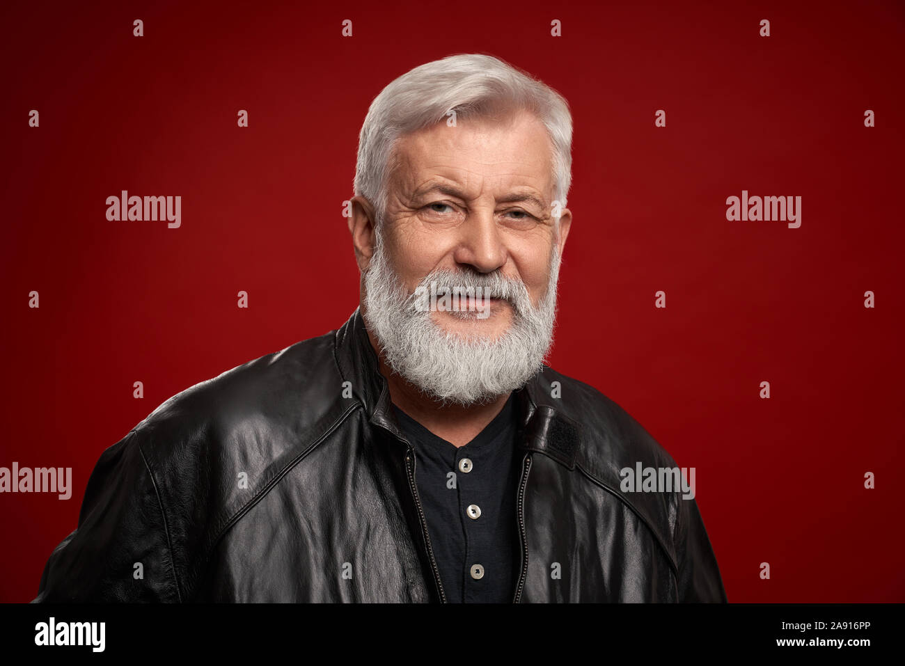Old man in leather jacket hi-res stock photography and images - Alamy